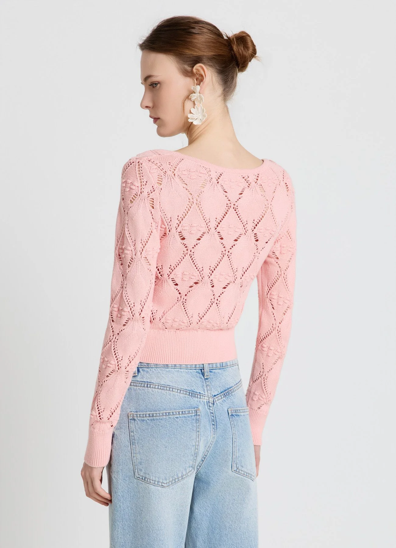 Cardigan traforato con fiocchi - Image 3