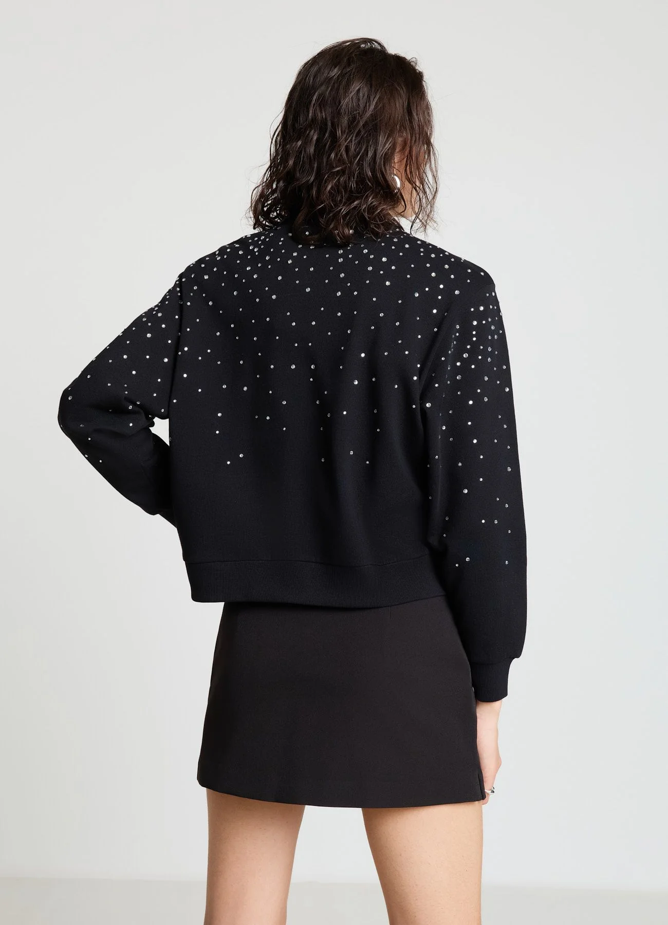 Felpa girocollo con strass