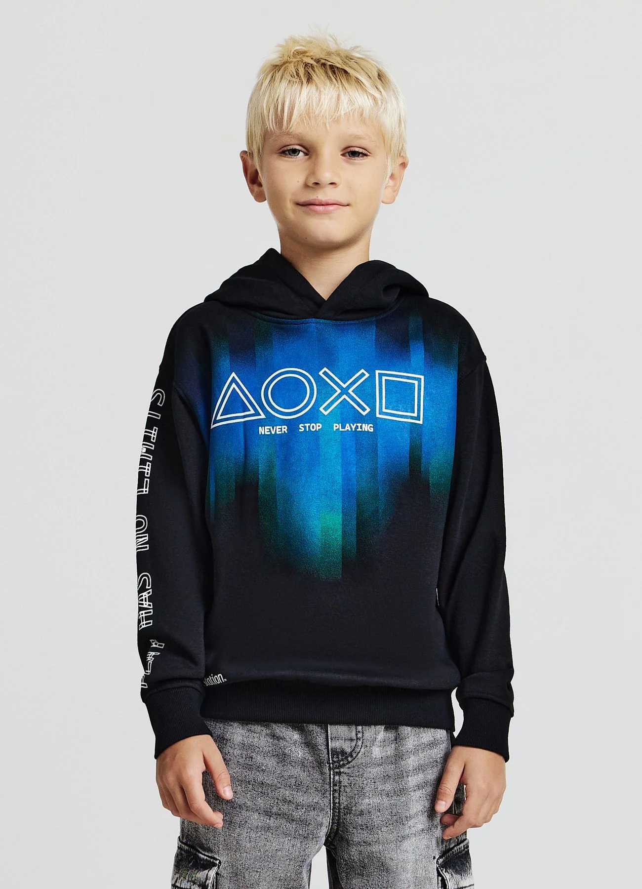 Felpa oversize con cappuccio stampa PlayStation - Image 2