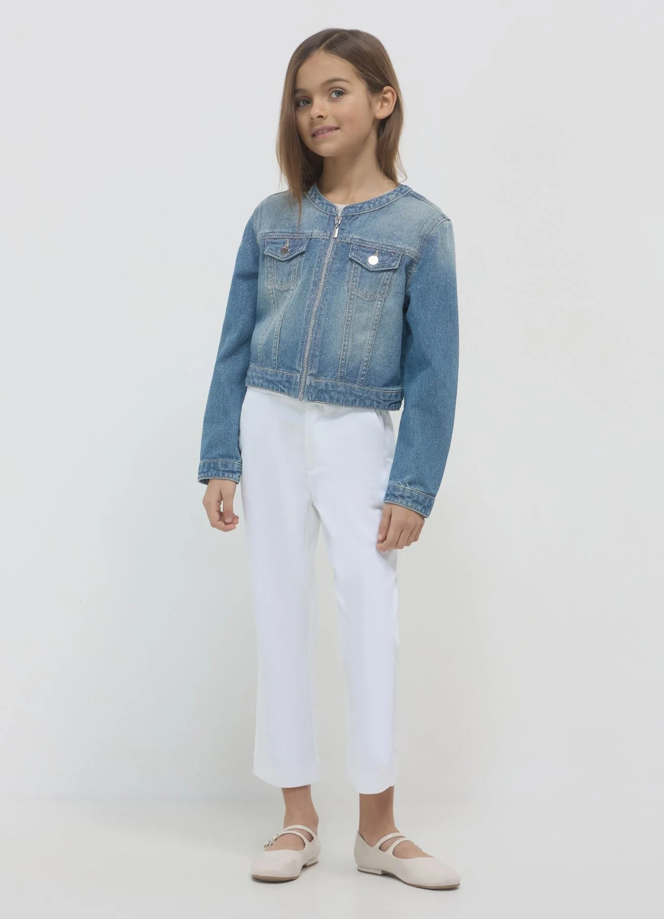 Giacca crop denim glitter - Image 2