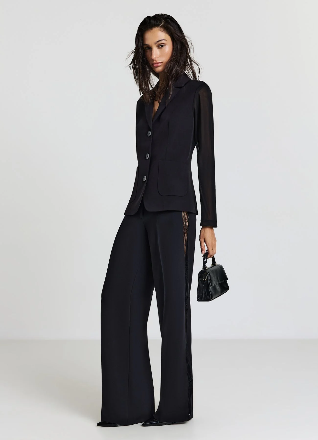 Giacca monopetto con maniche in tulle