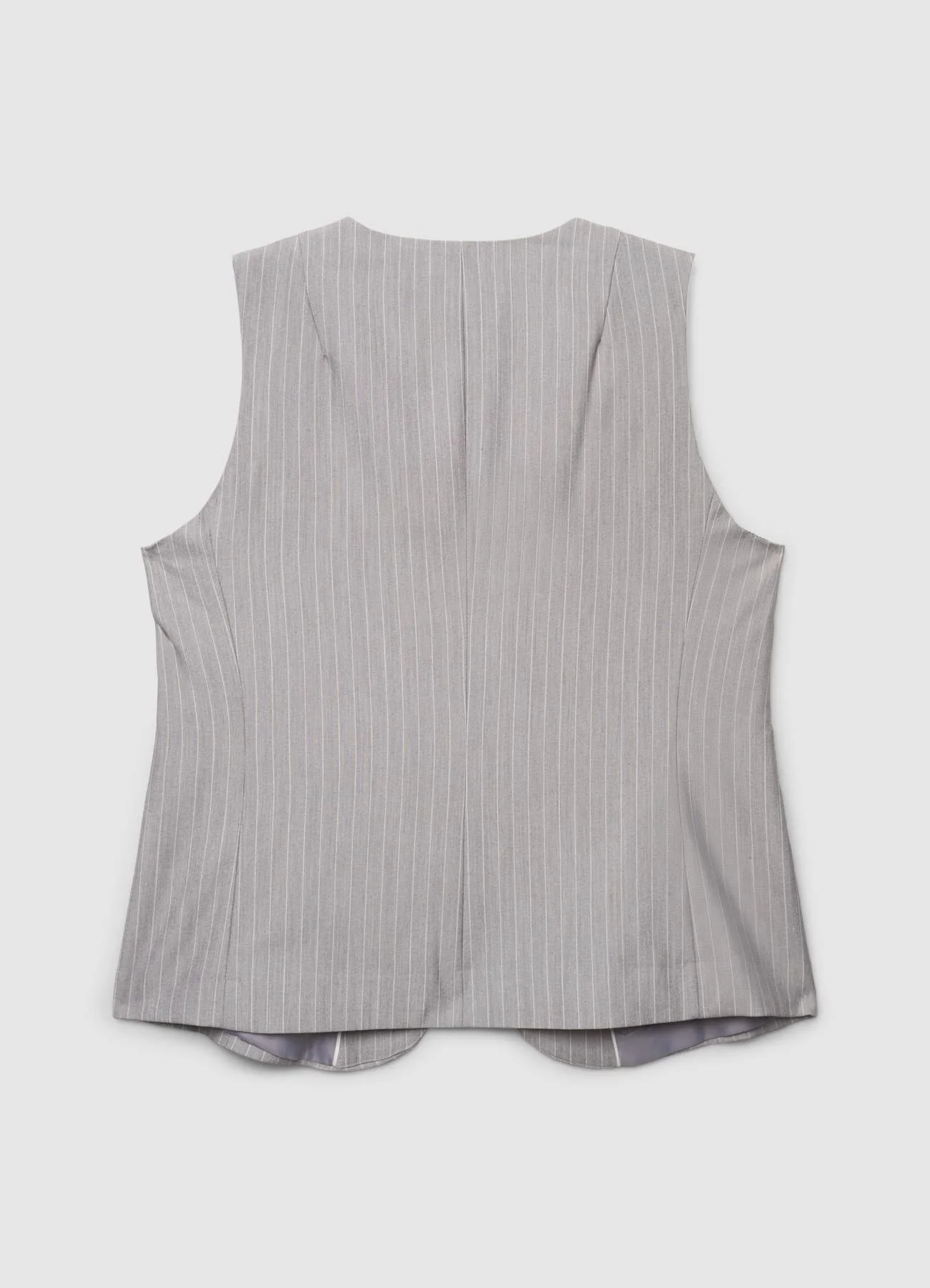 Gilet gessato con abbottonatura alta - Image 4