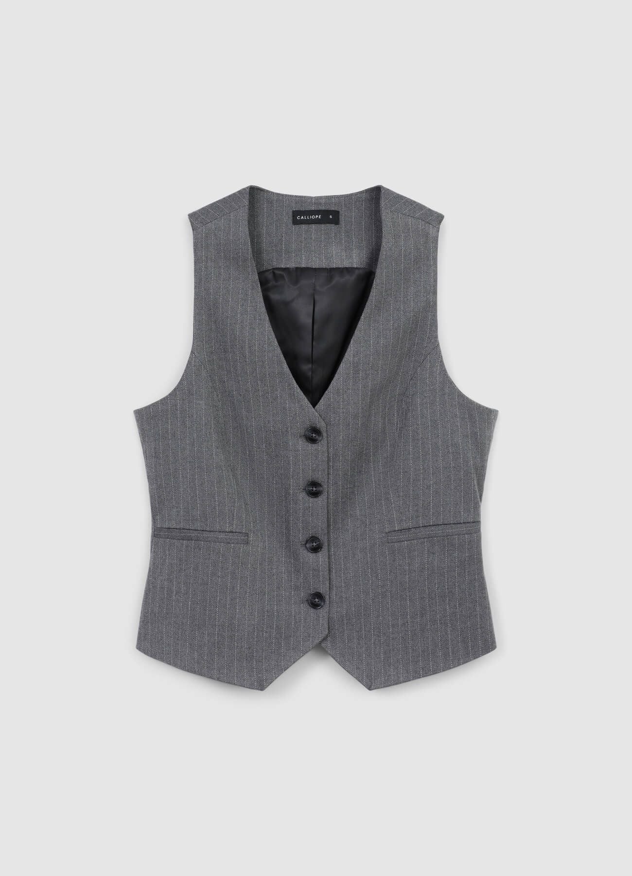 Gilet gessato con bottoni - Image 5