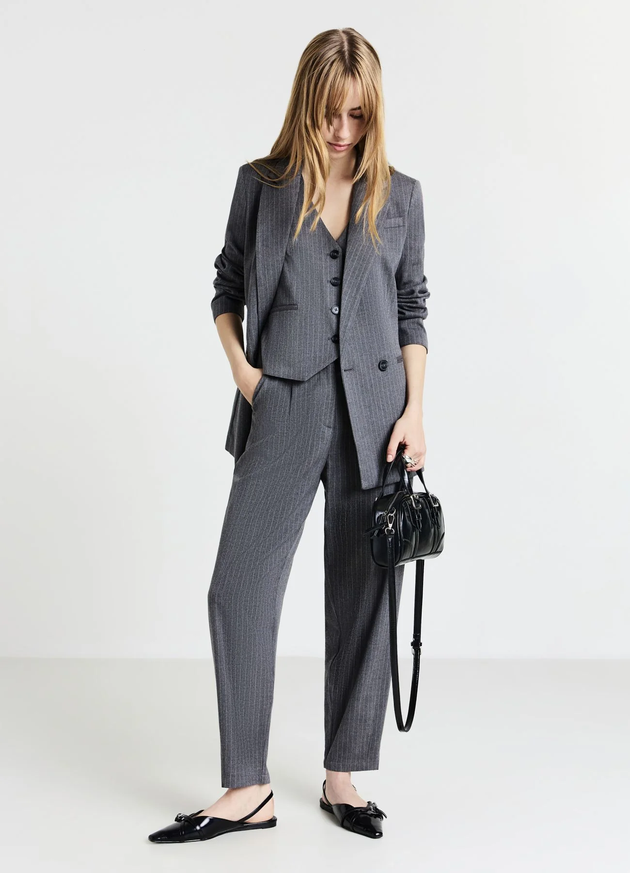 Gilet gessato con bottoni - Image 8