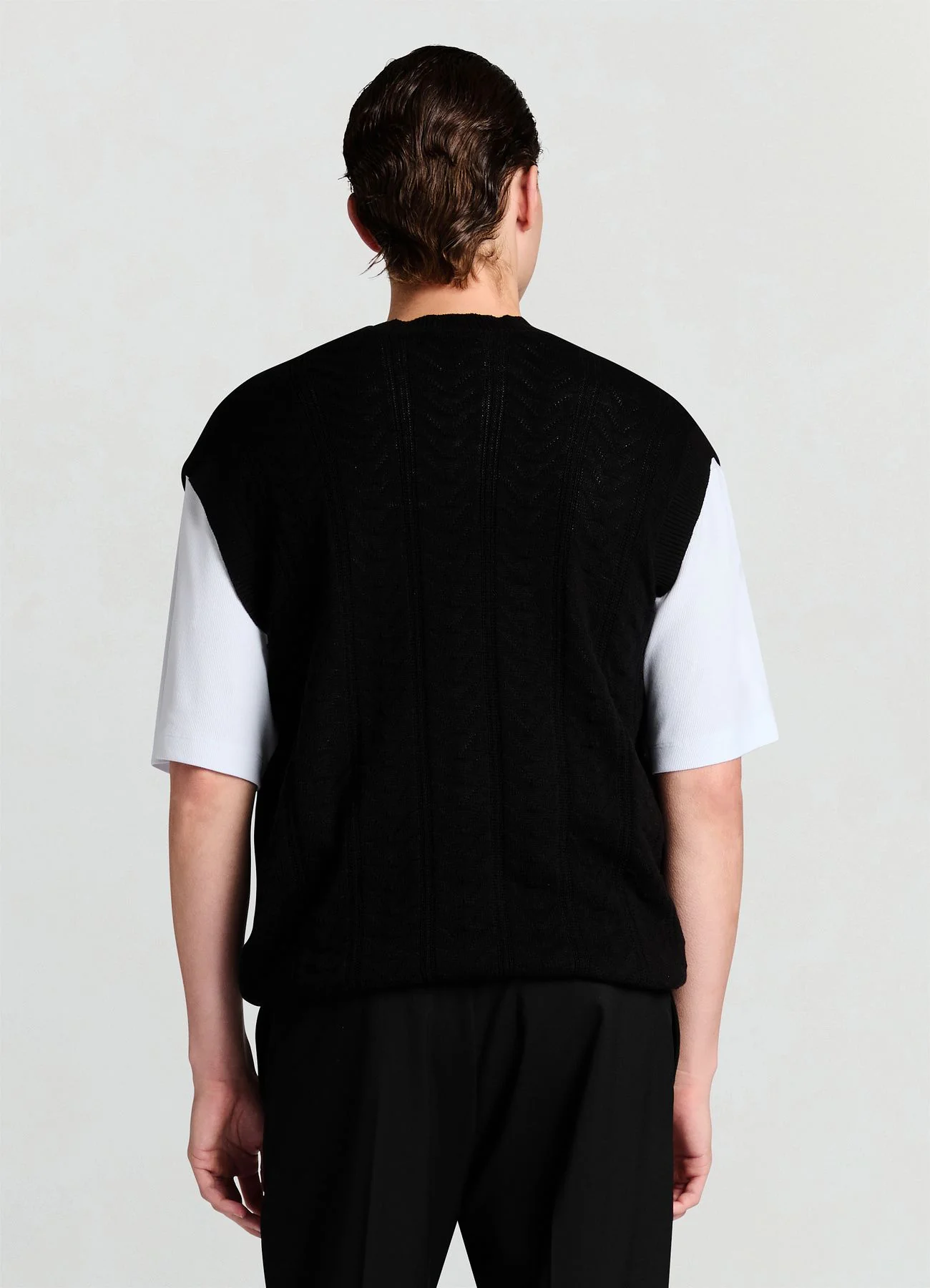Gilet in maglia traforata con scollo a V - Image 3
