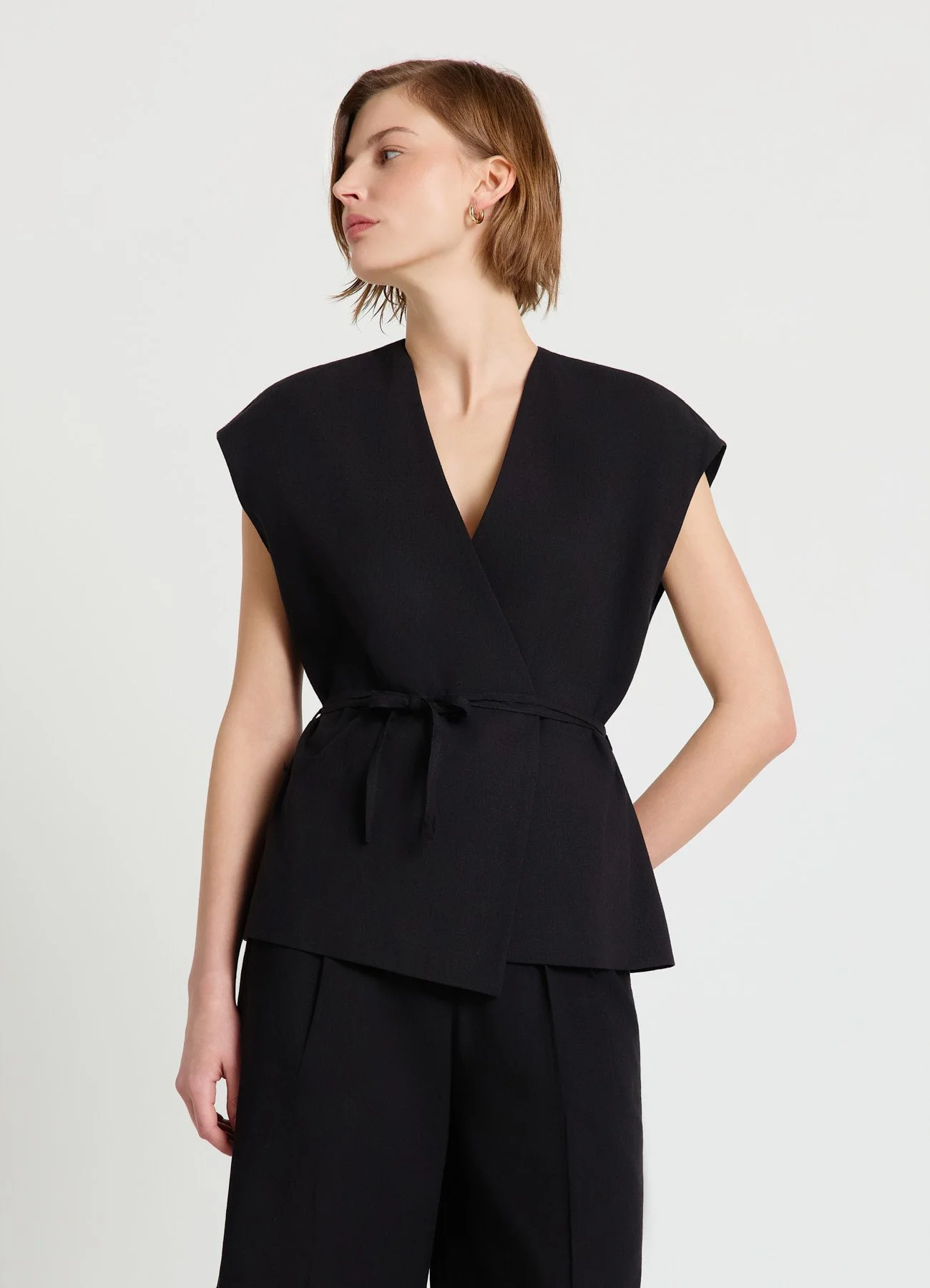 Gilet kimono con laccio in vita - Image 3