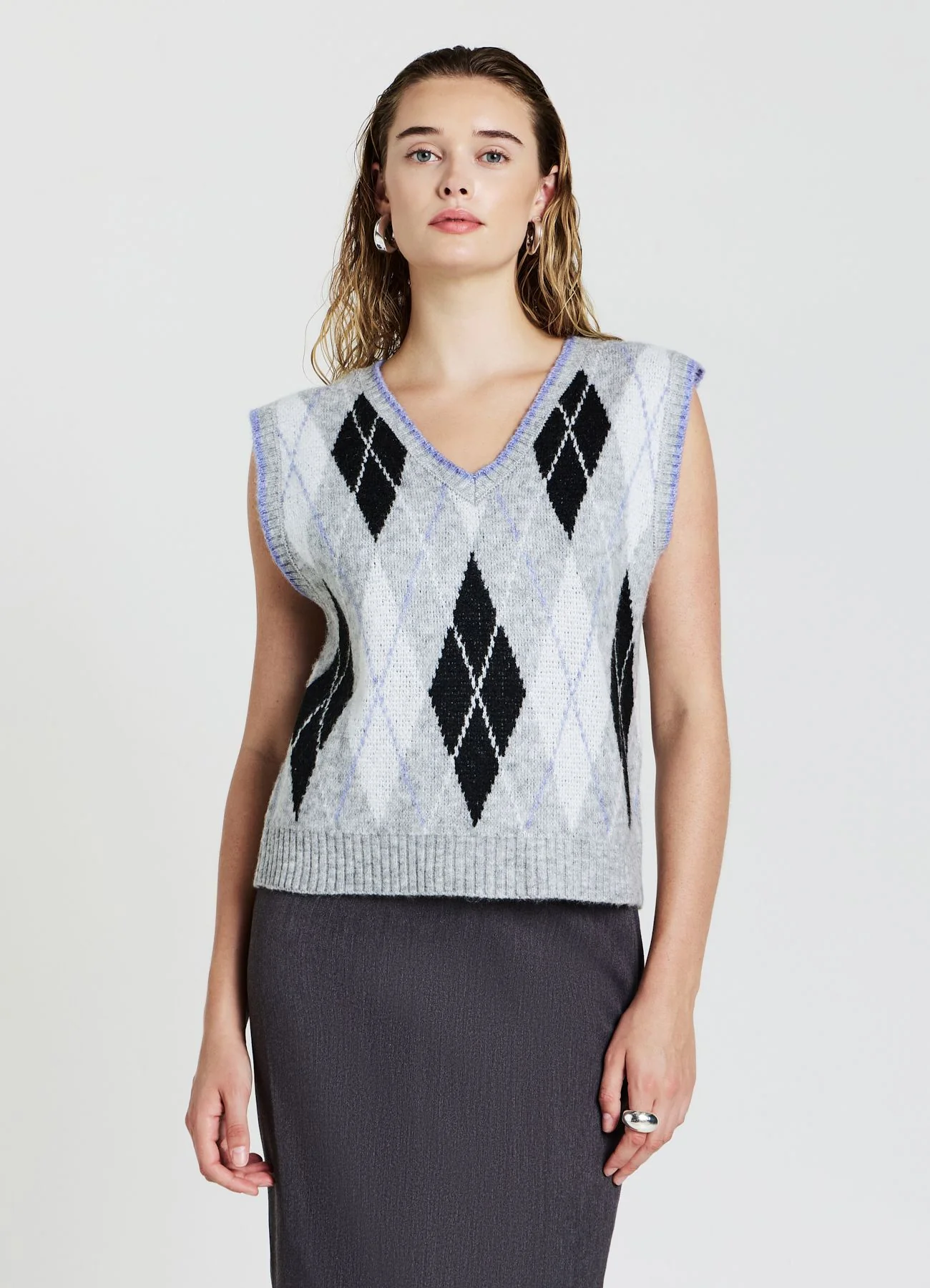 Gilet maglia a rombi - Image 3