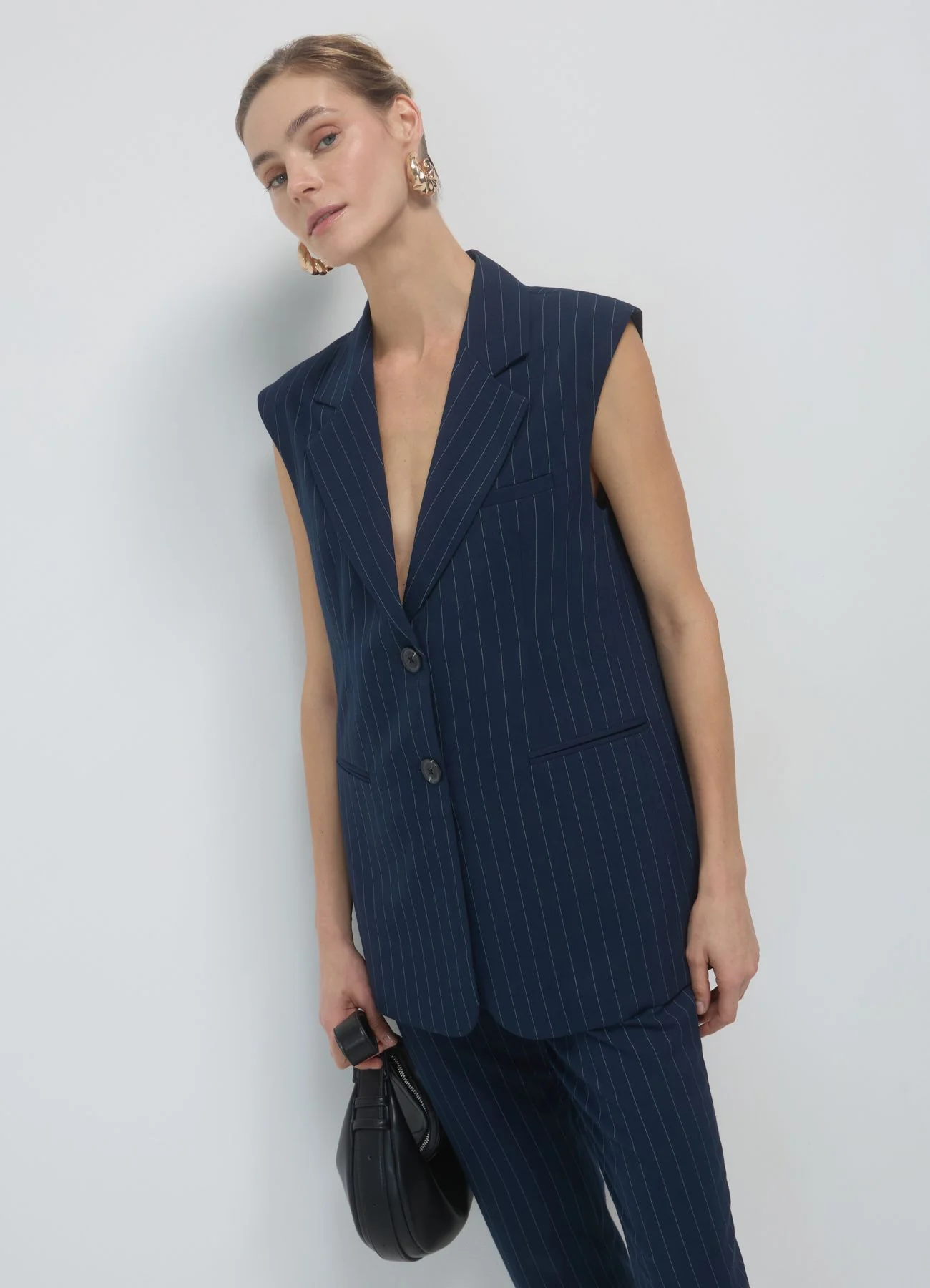 Gilet monopetto gessato