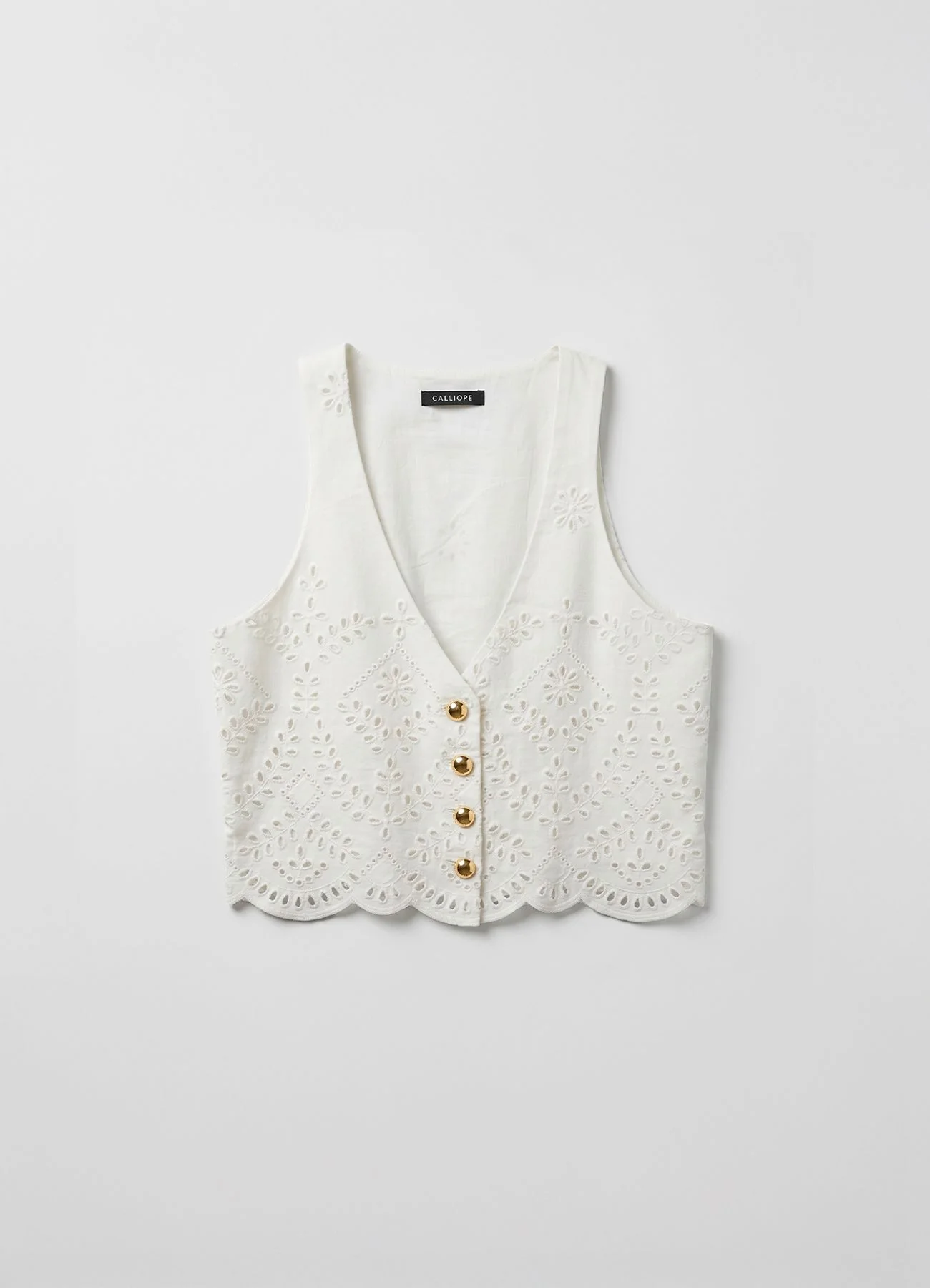 Gilet ricamato con scollo a v e bottoni - Image 2