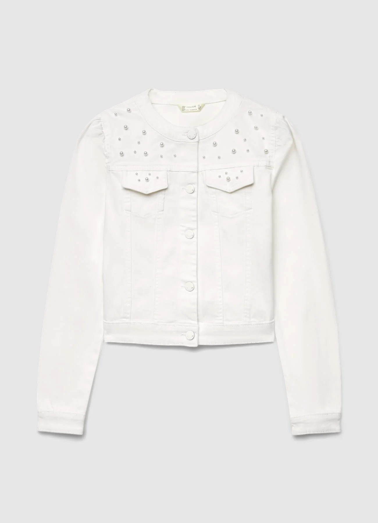 Giubbino denim con perle decorative - Image 3