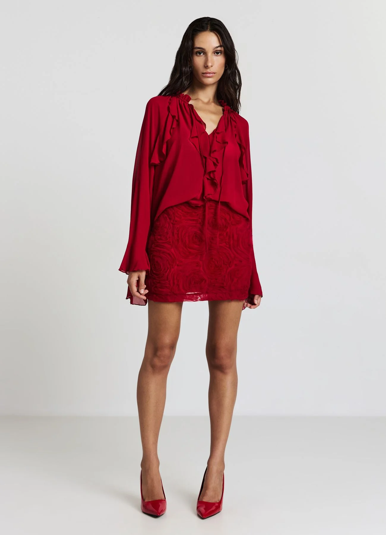 Gonna corta con motivo rose - Image 3