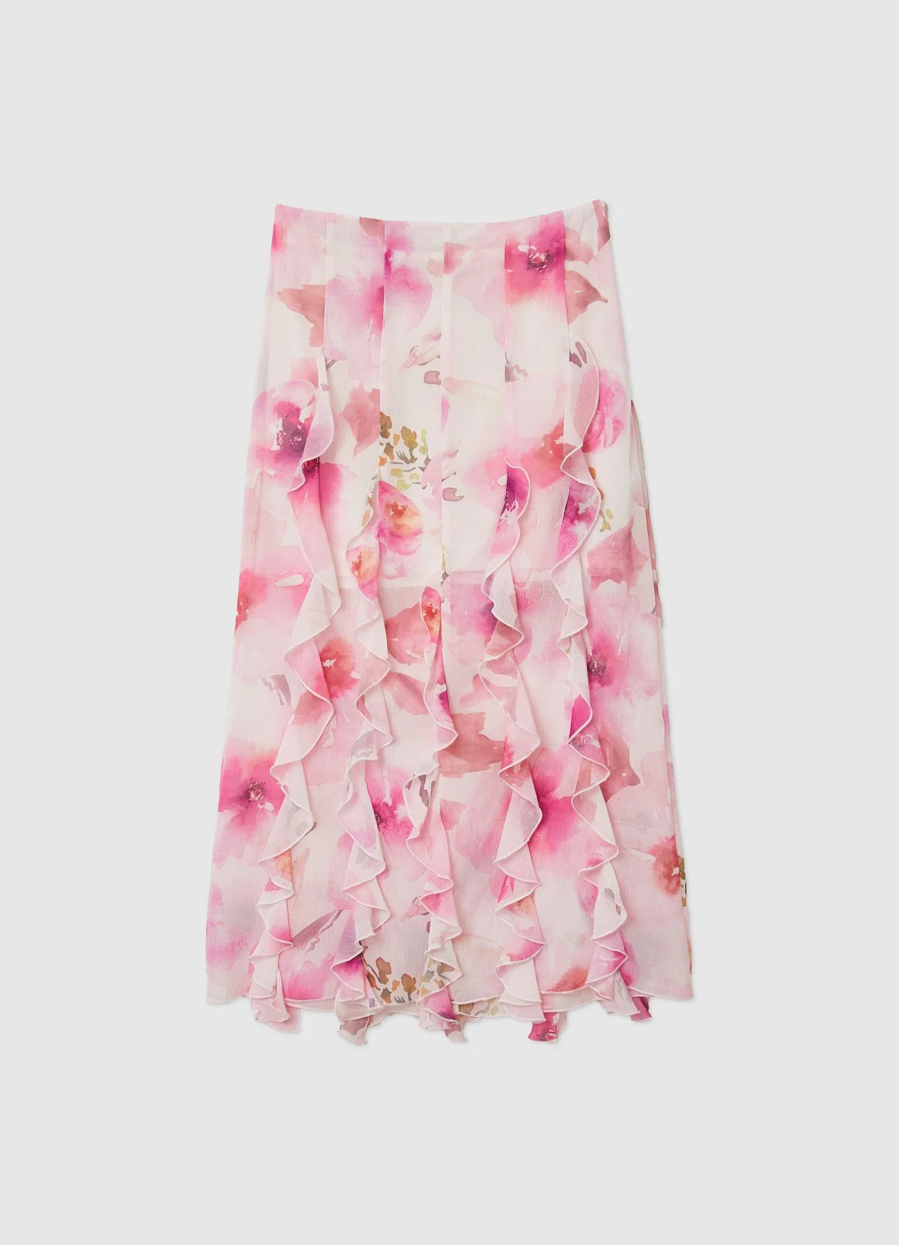 Gonna midi con rouches e stampa fiori - Image 4
