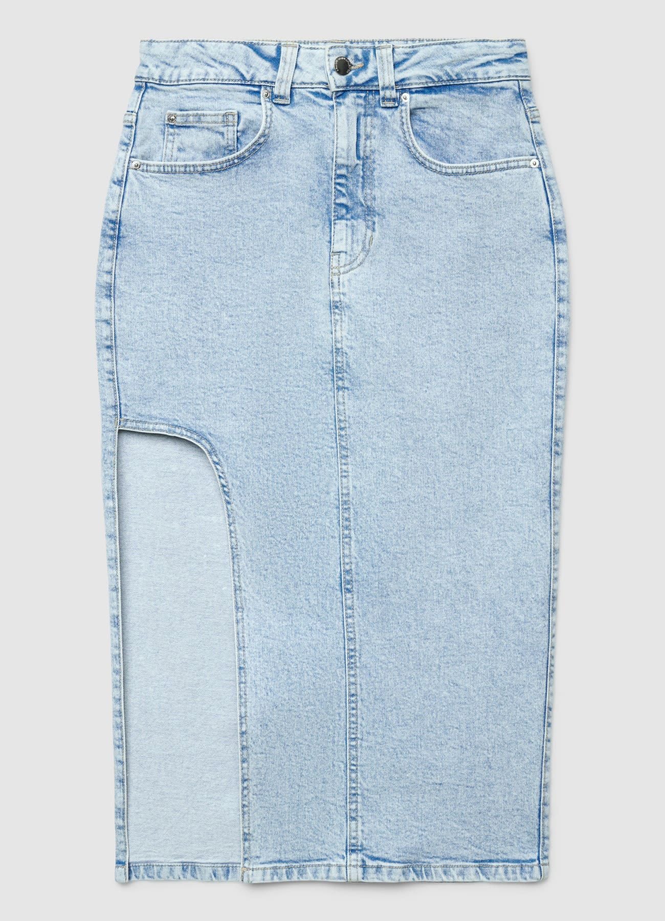 Gonna midi in denim con spacco - Image 4