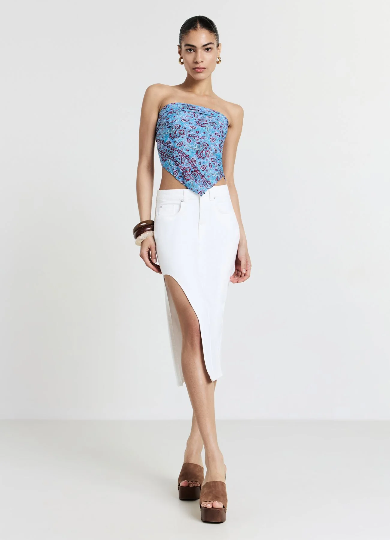 Gonna midi spacco denim - Image 2