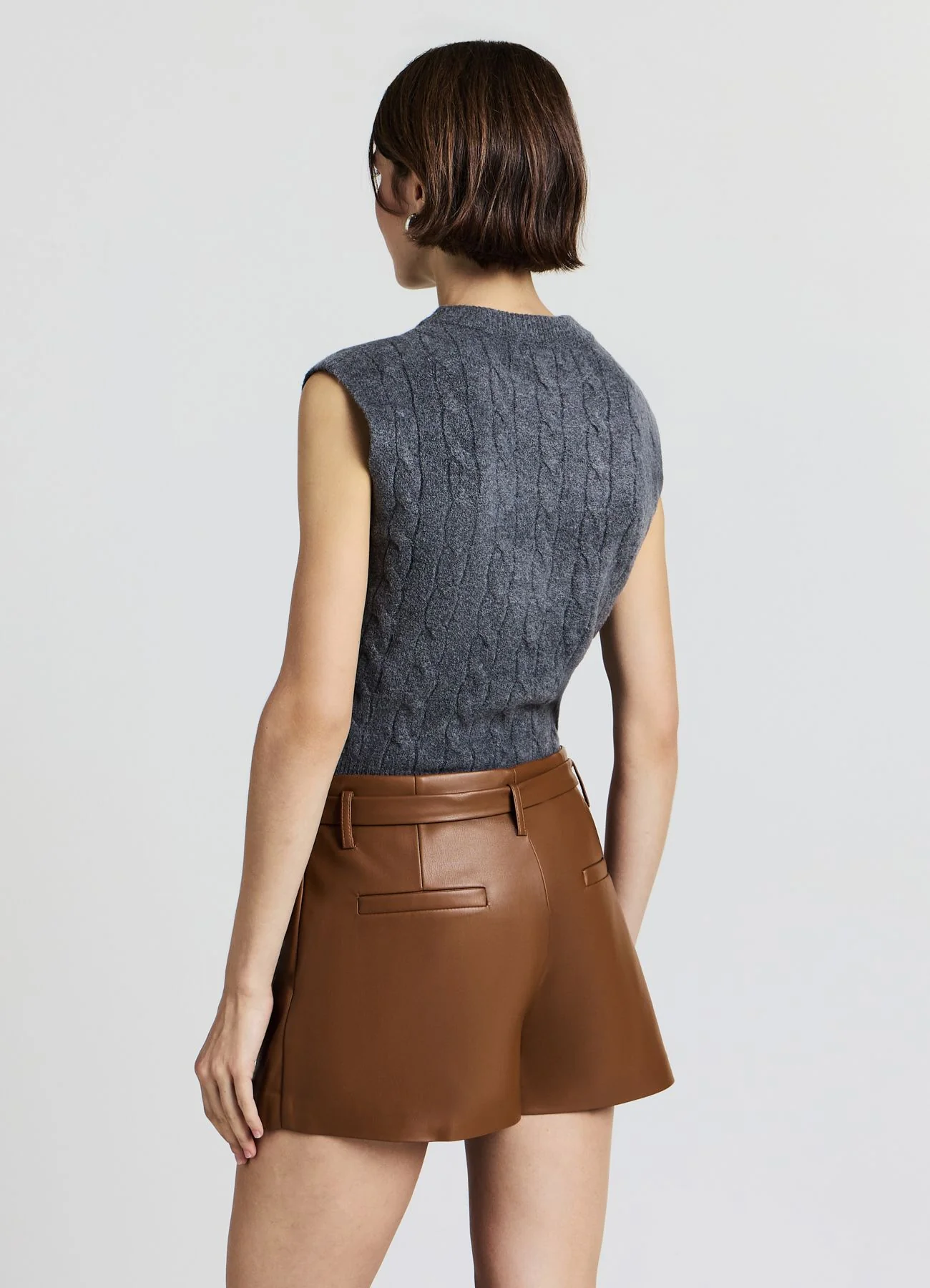 Gonna-pantalone in effetto pelle con cintura - Image 2
