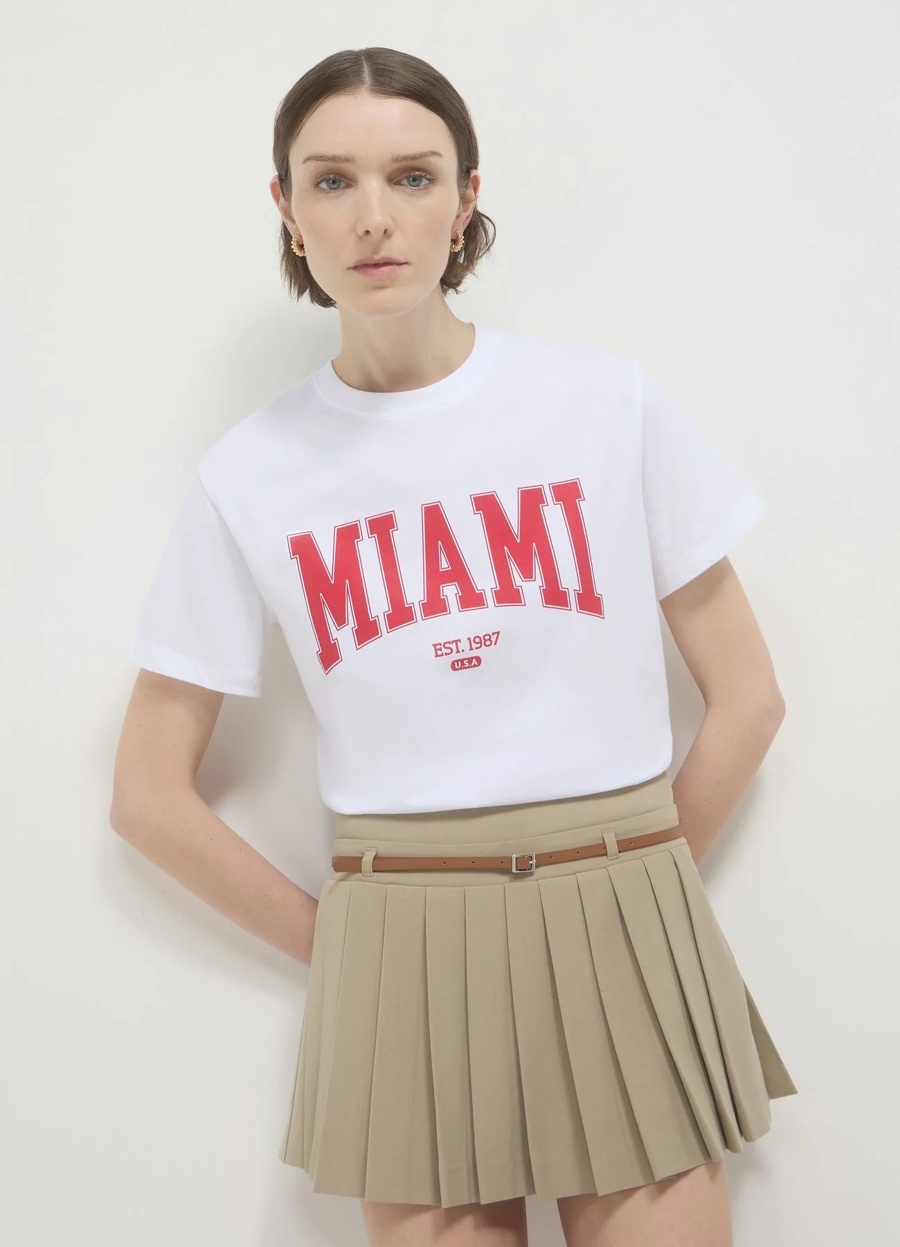 Gonna pantalone plissettato con cintura - Image 3