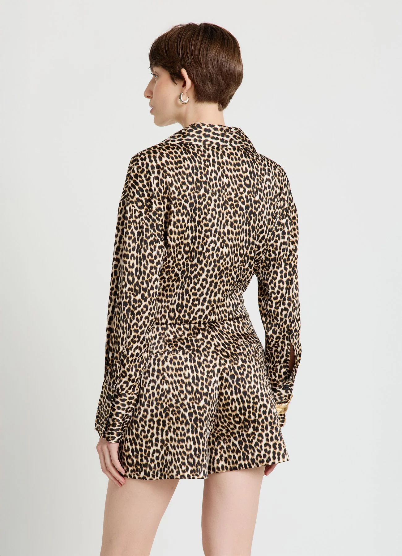 Gonna-pantalone simil satin con stampa animalier - Image 4