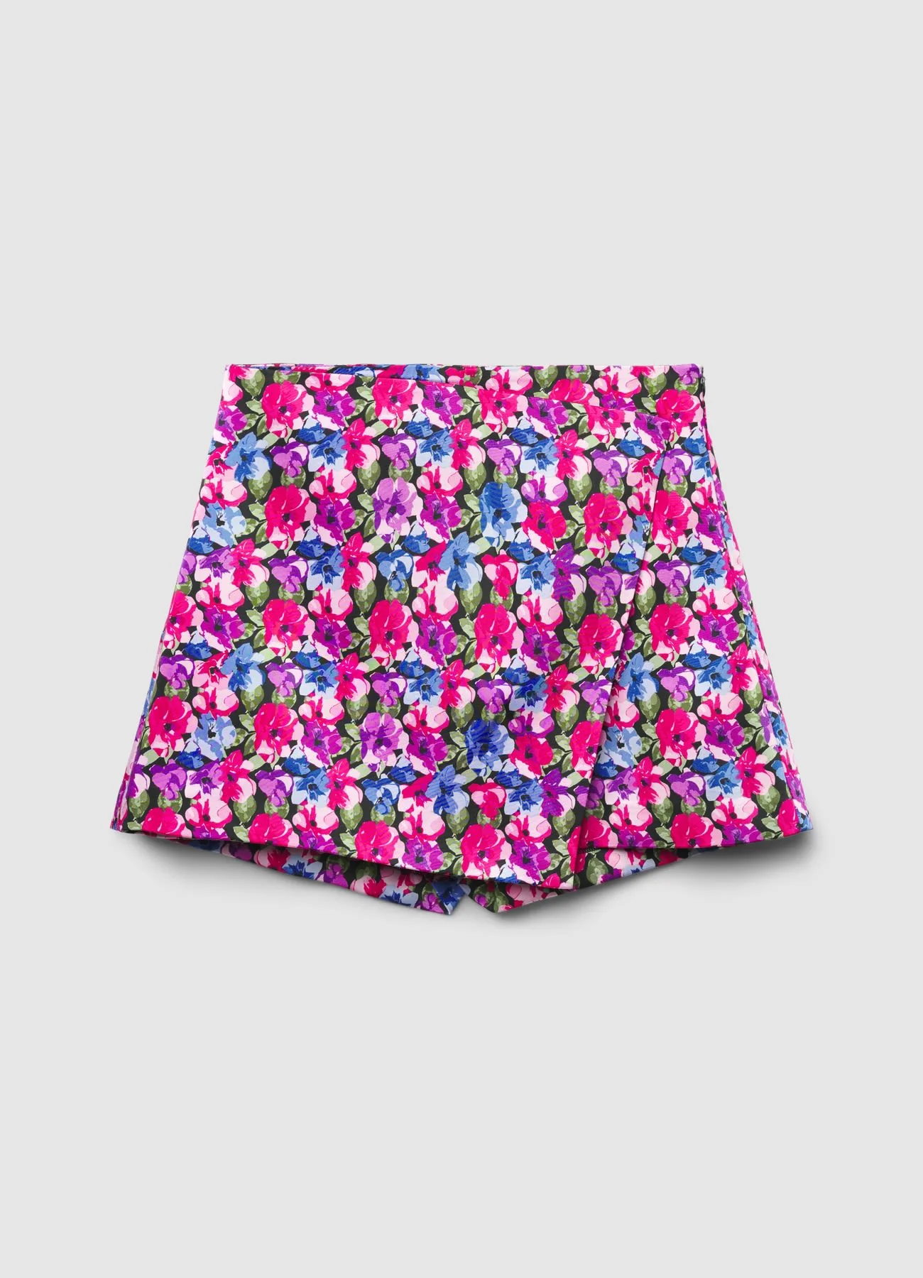Gonna-pantalone simil satin con stampa fiori - Image 5