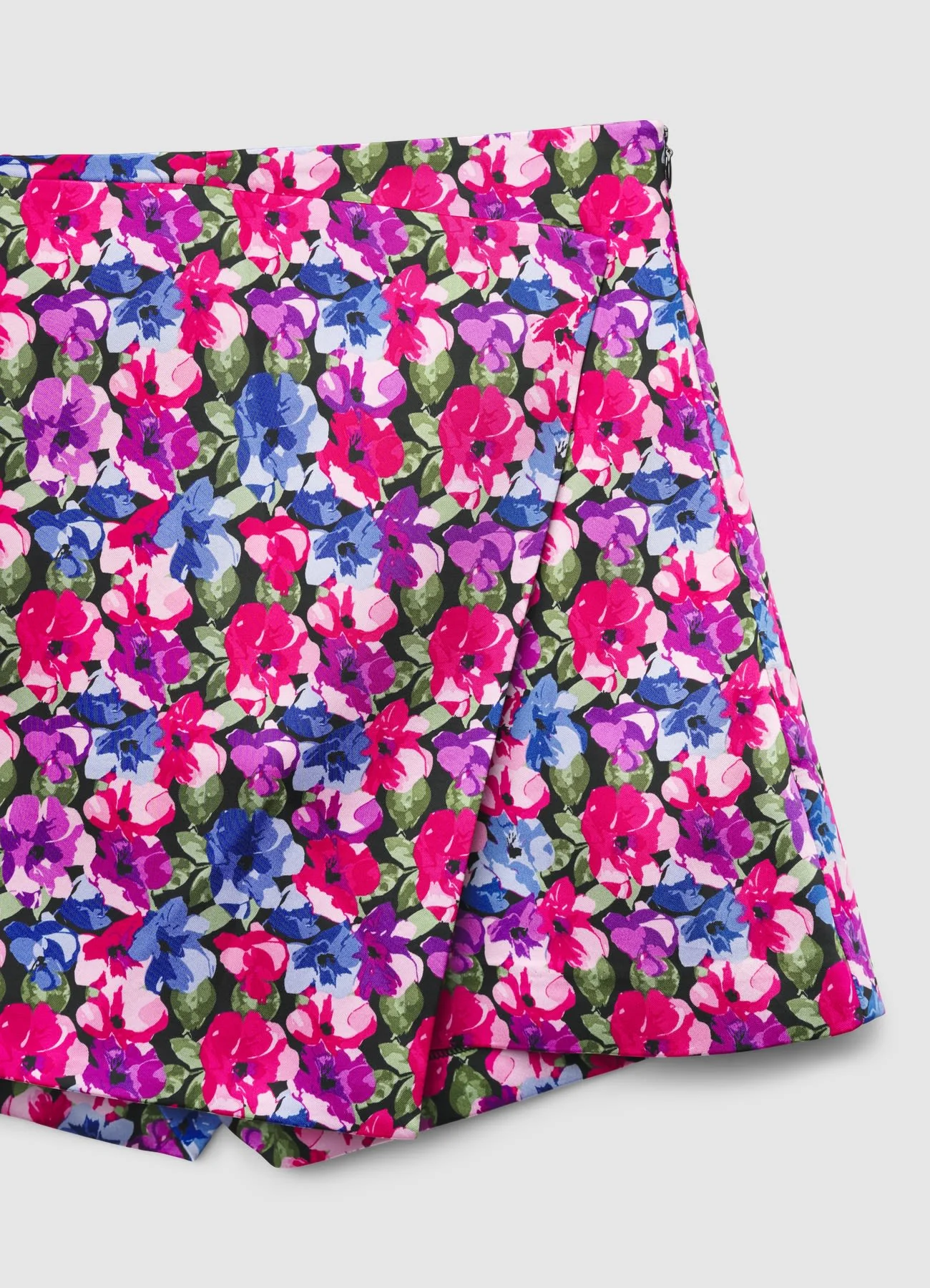 Gonna-pantalone simil satin con stampa fiori - Image 6