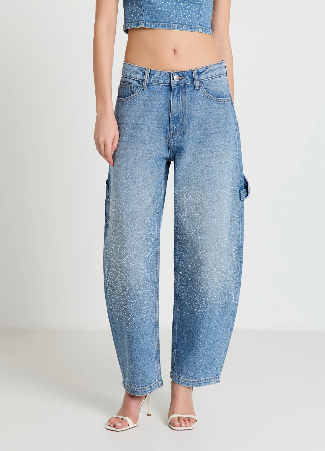 Jeans cargo con strass - Image 2
