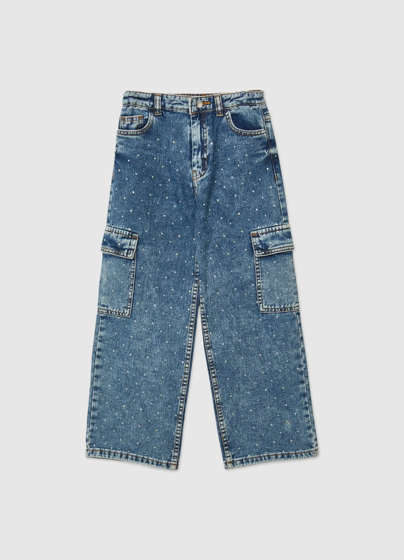 Jeans cargo con strass - Image 4