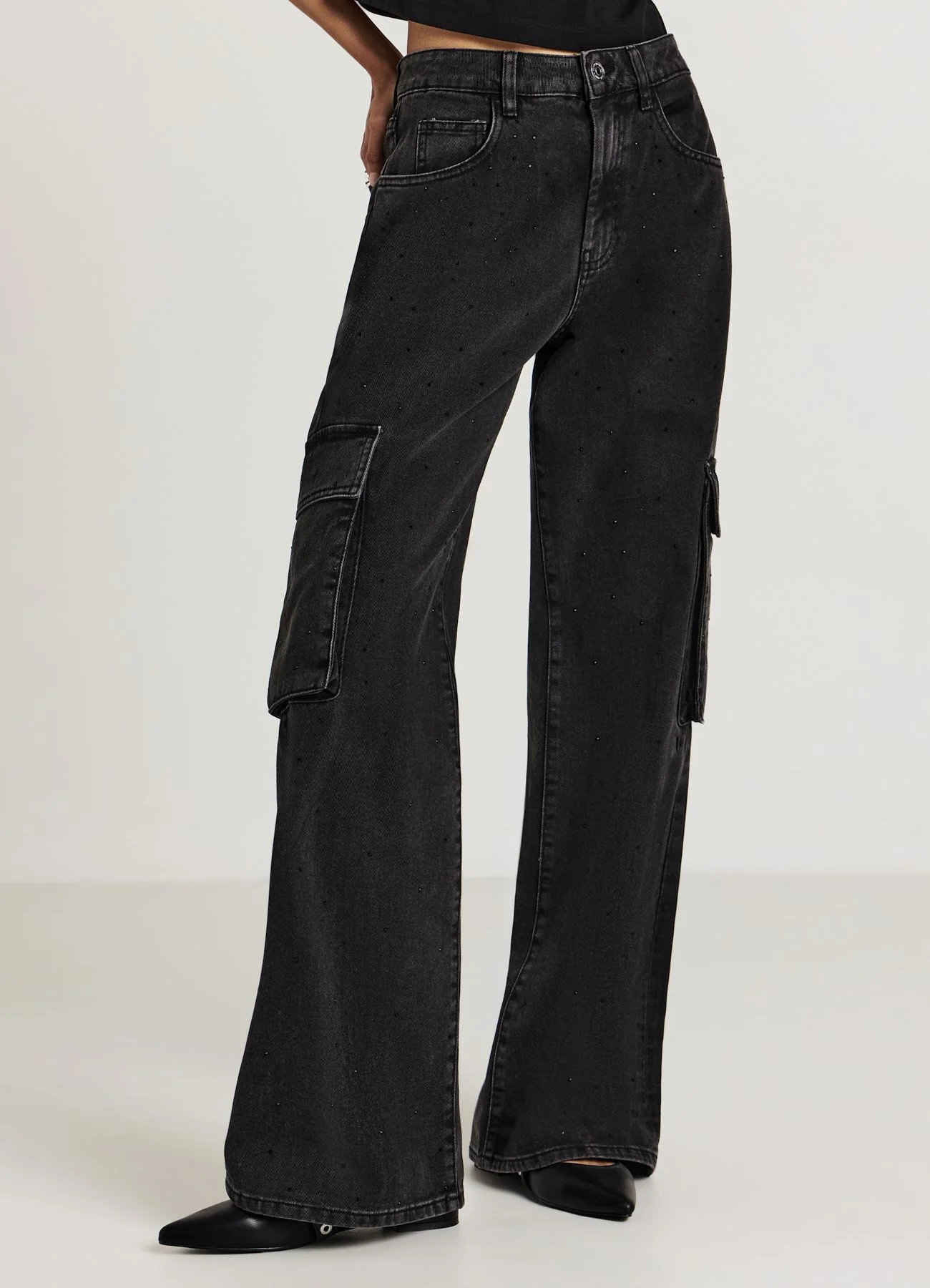 Jeans cargo con strass - Image 2