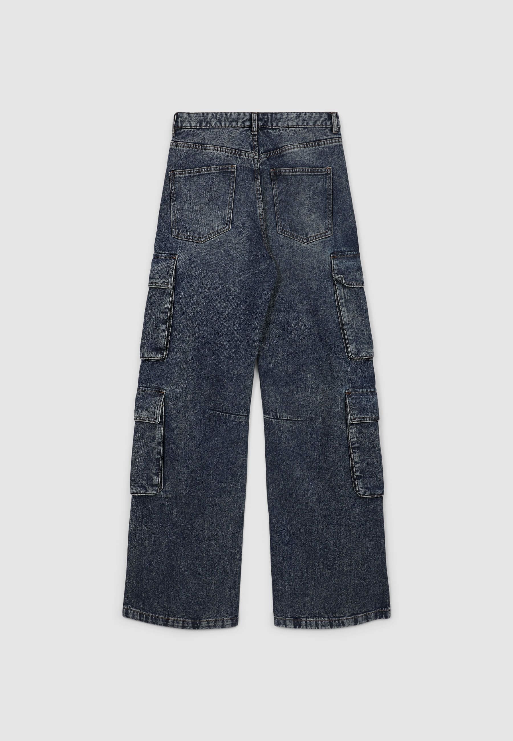 Jeans cargo effetto sabbiato con applicazioni - Image 3