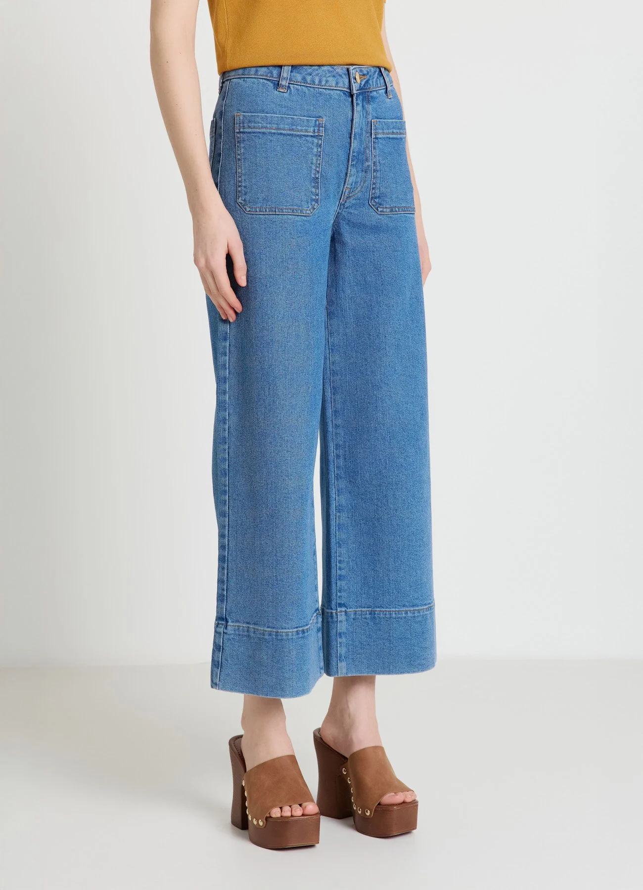 Jeans culotte con tasche frontali - Image 3