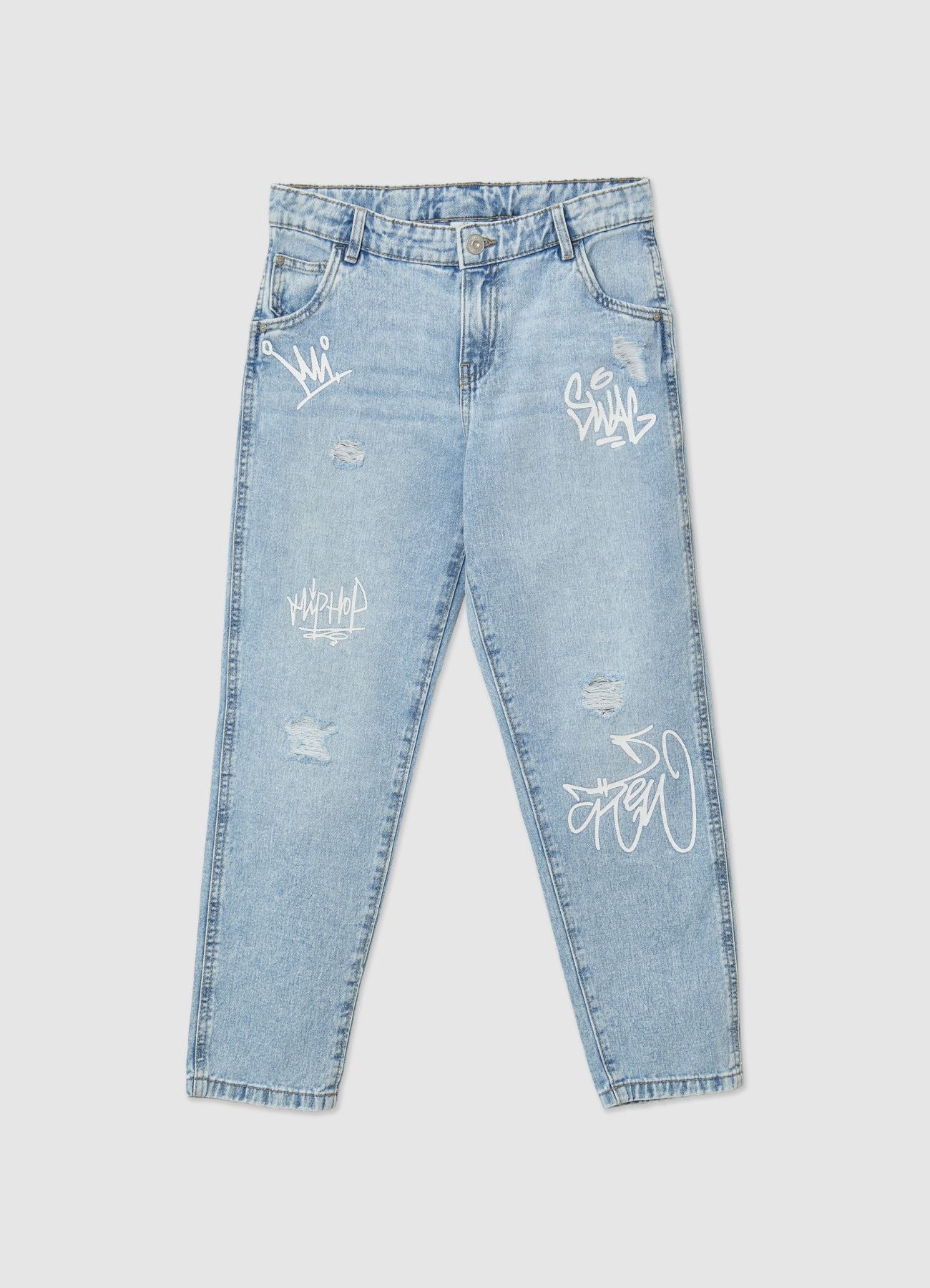 Jeans loose con scritte e strappi - Image 3