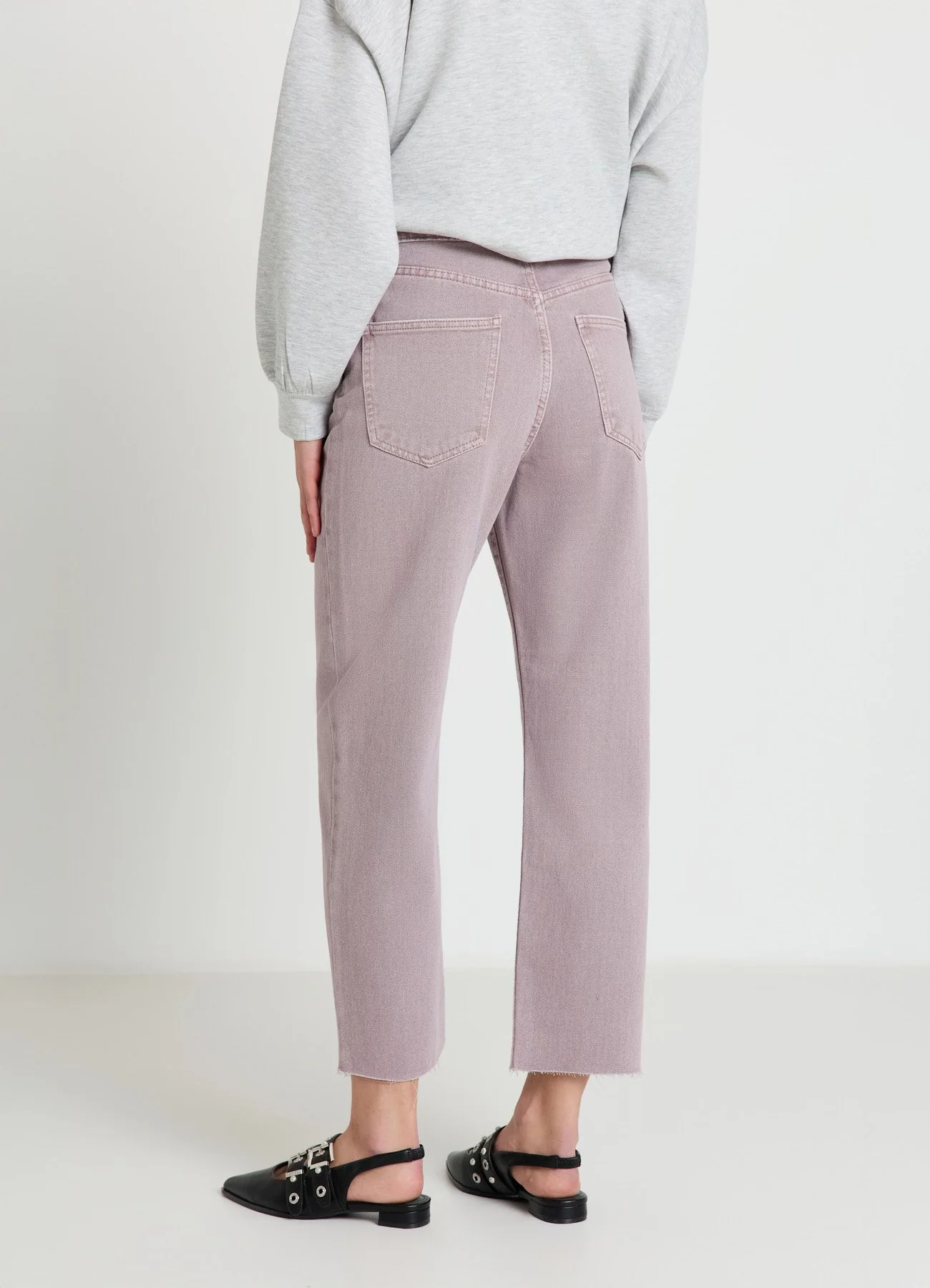 Jeans straight crop a tinta unita - Image 4