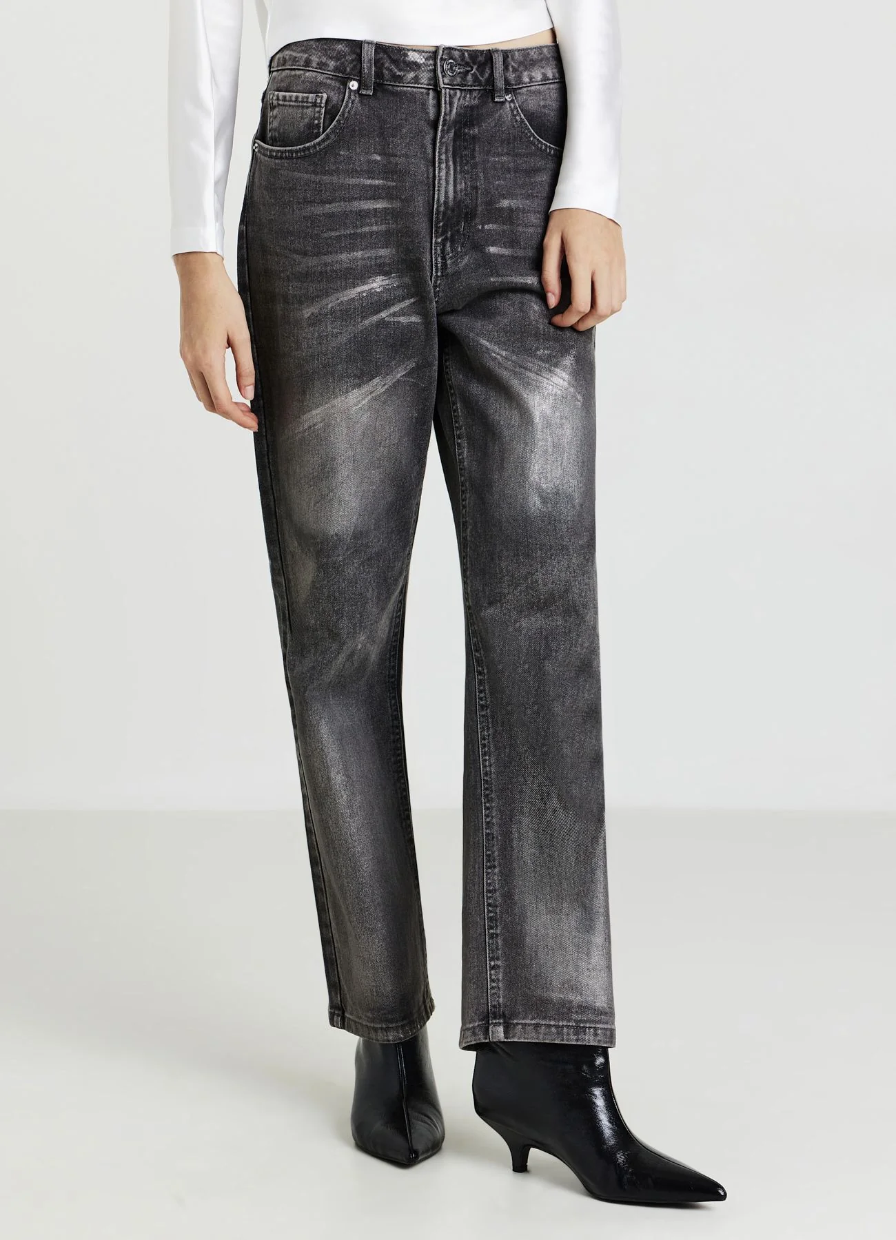 Jeans straight effetto spalmato - Image 3