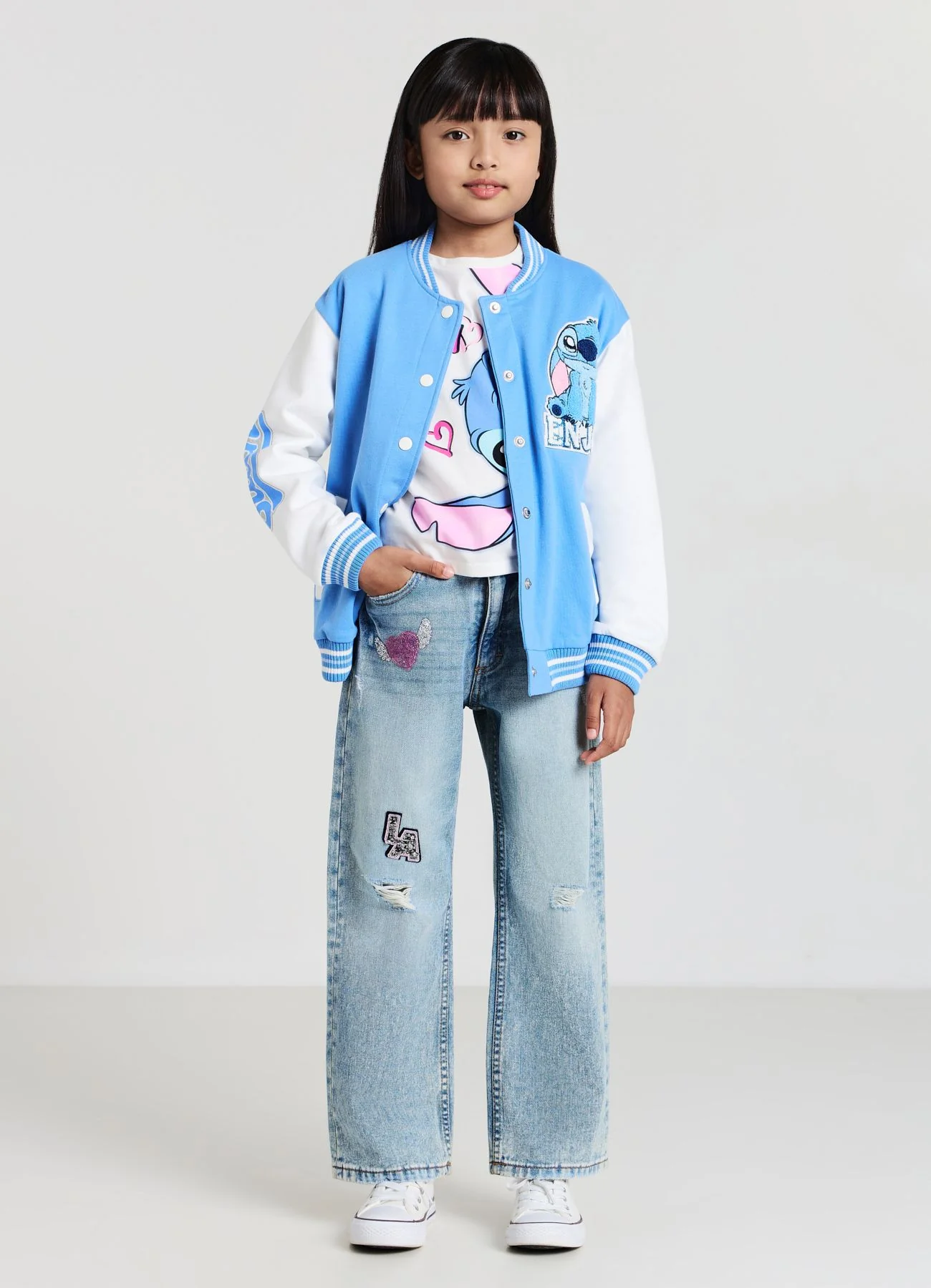 Jeans wide leg con applicazioni e strappi - Image 2