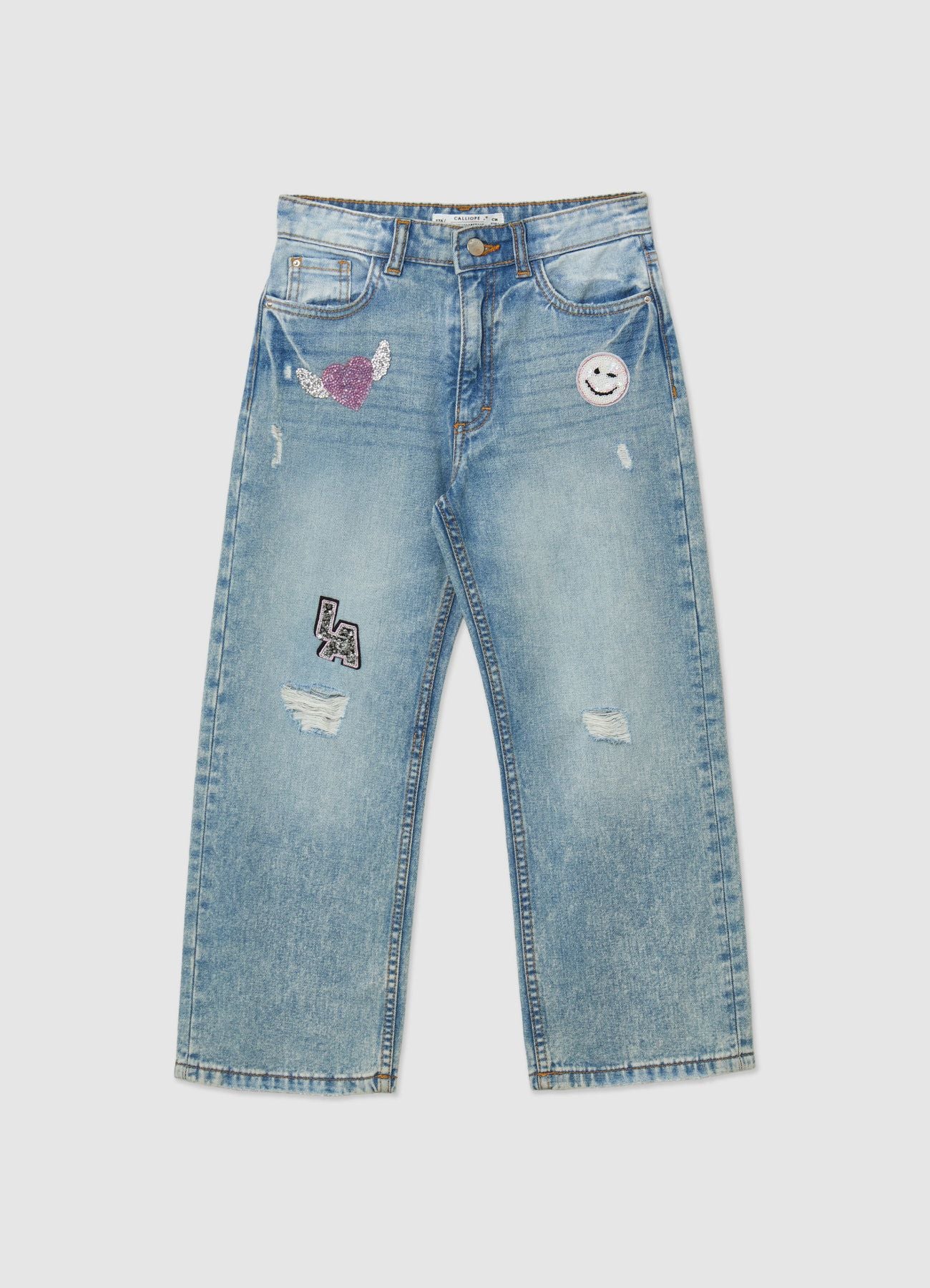 Jeans wide leg con applicazioni e strappi - Image 4
