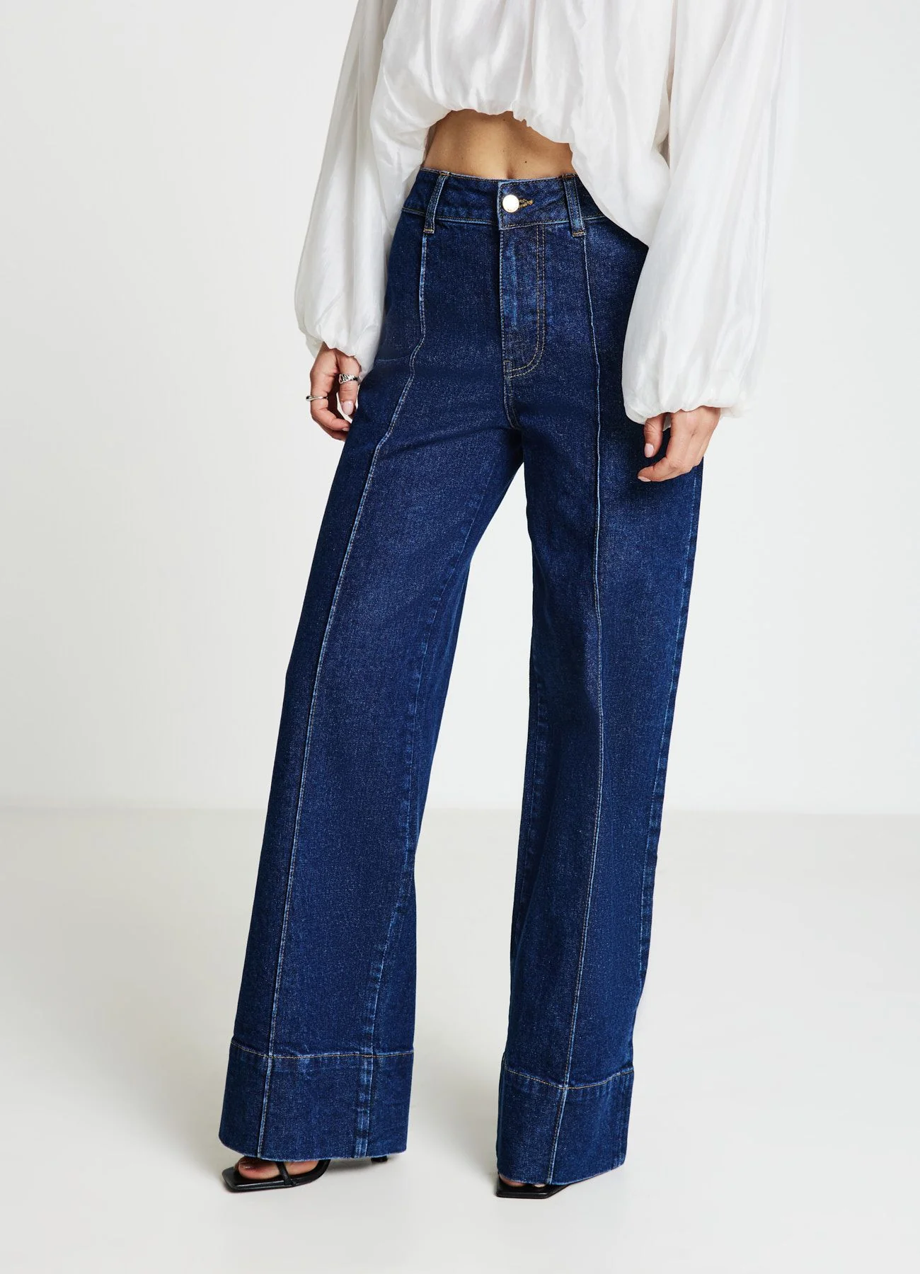 Jeans wide leg con cuciture - Image 2