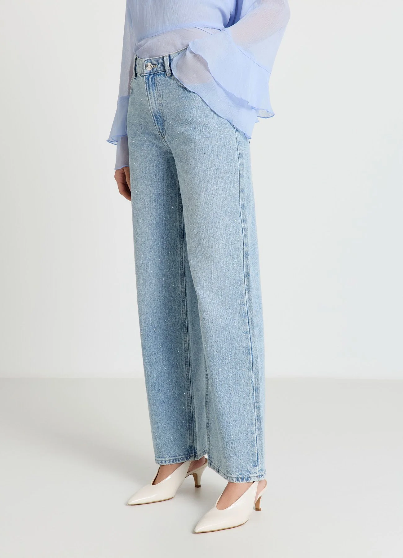 Jeans wide leg con strass - Image 2