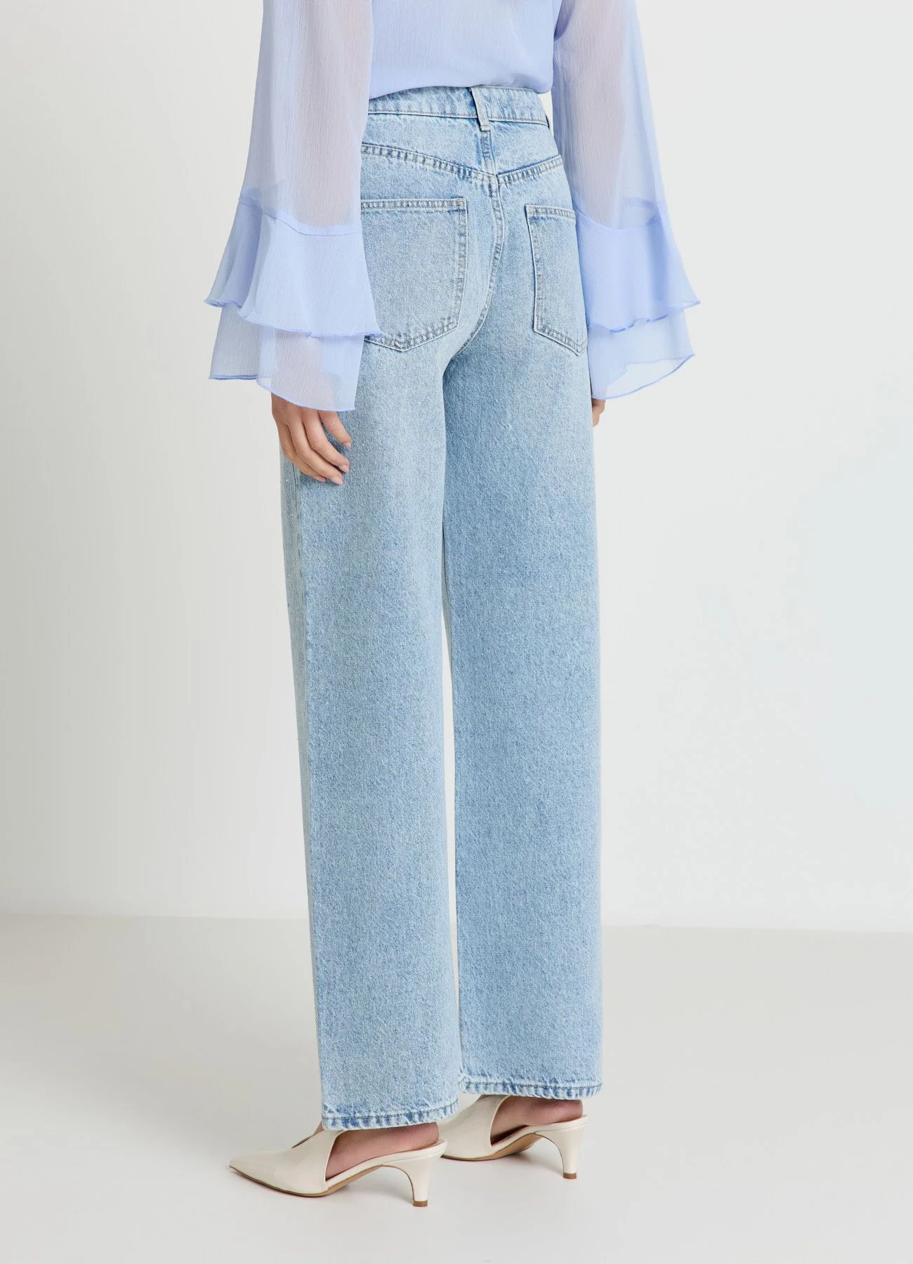 Jeans wide leg con strass - Image 3