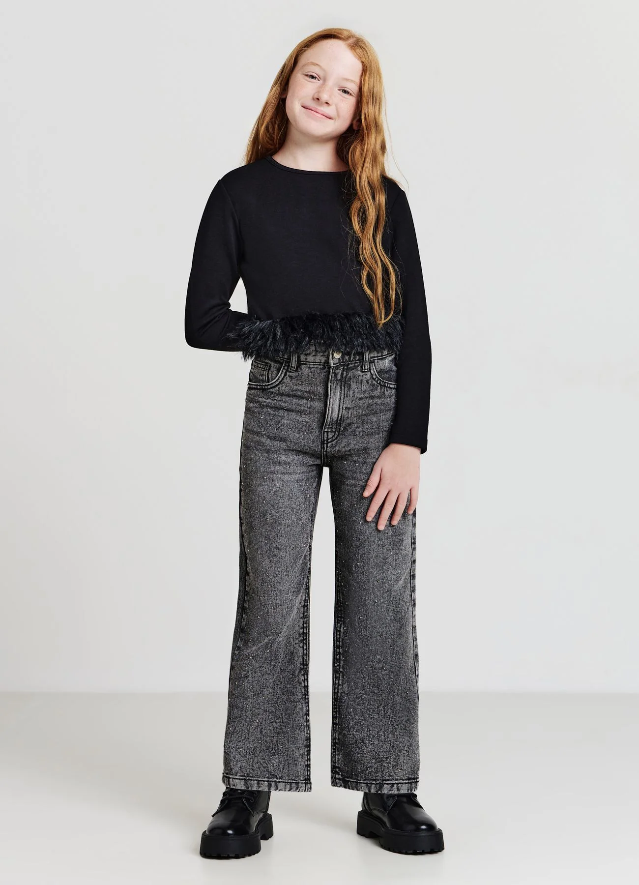Jeans wide leg con strass - Image 2