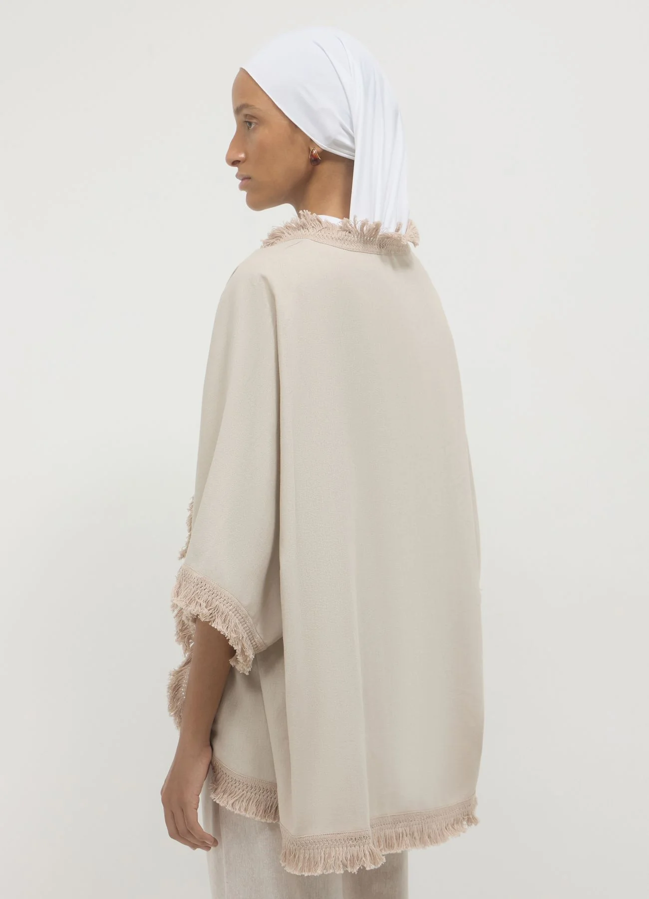 Kimono frange misto lino