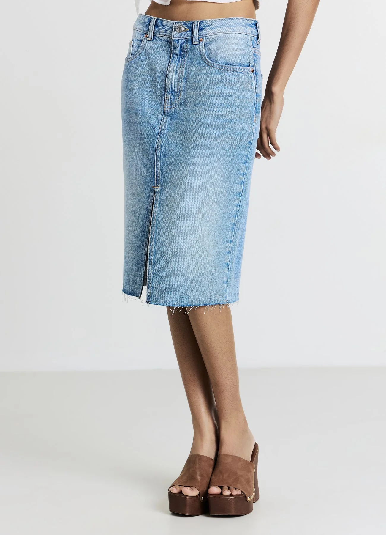 Longuette denim con spacco - Image 2