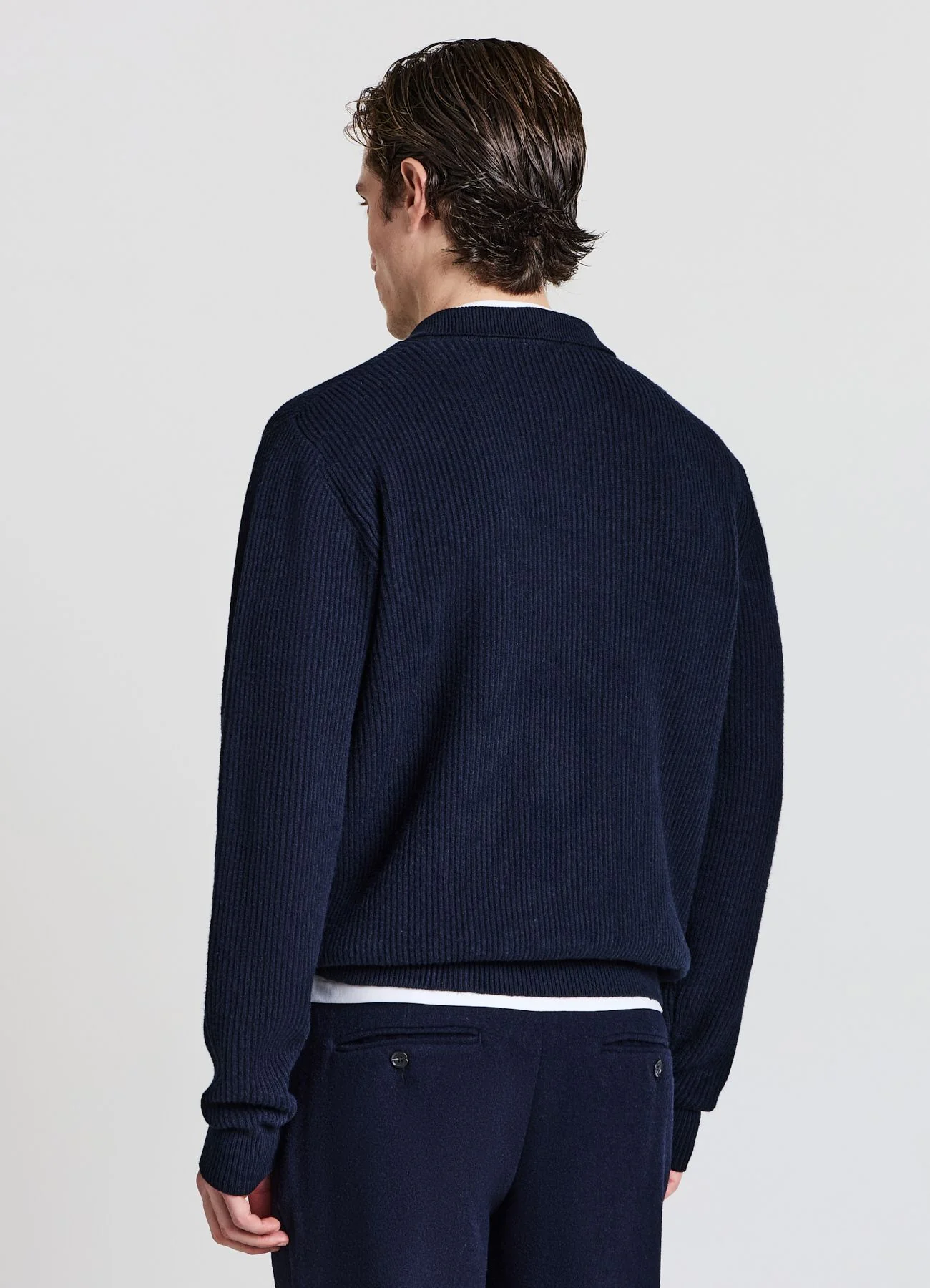 Maglia a coste con collo polo - Image 2