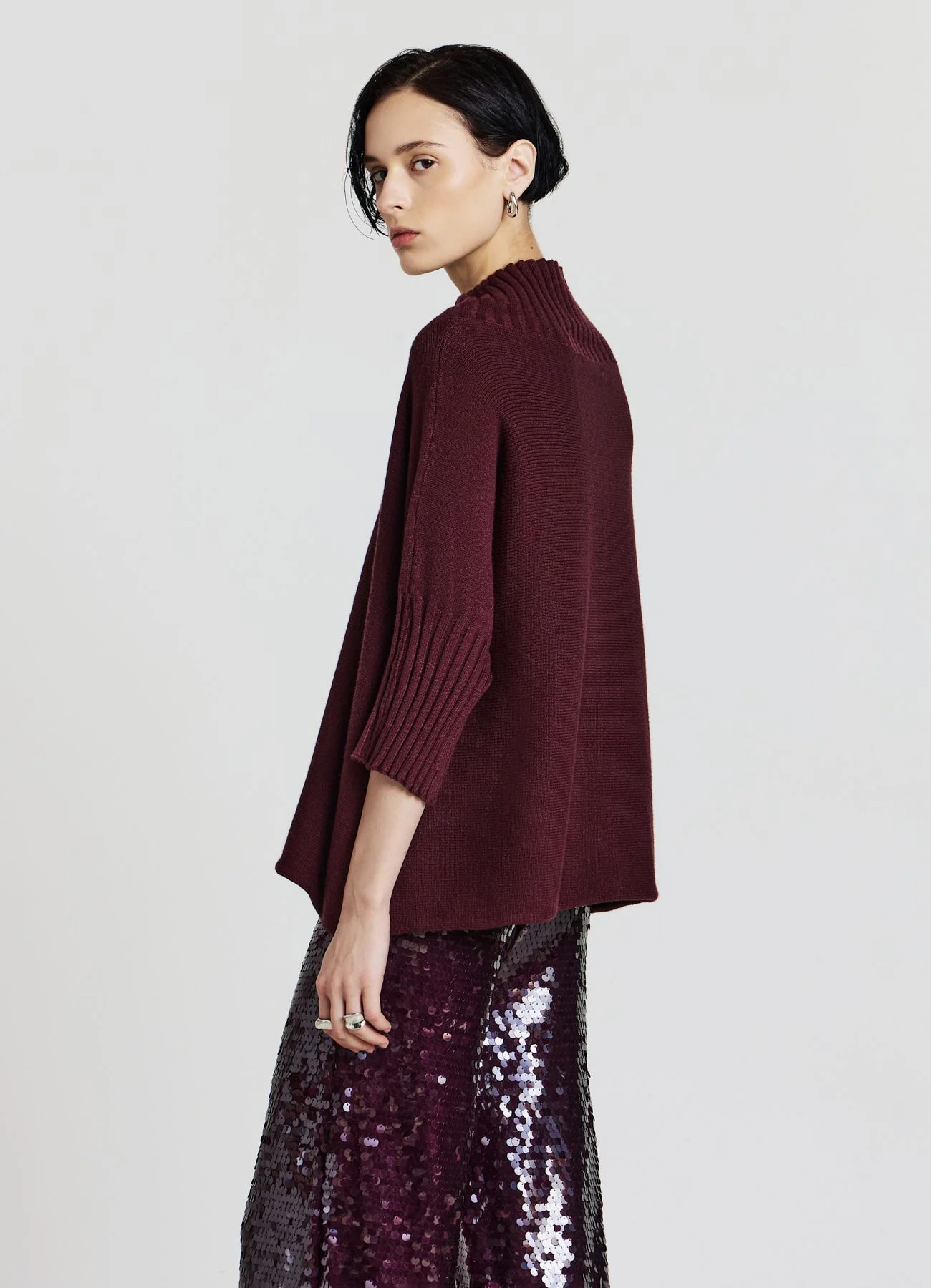 Maglia con collo cratere e maniche 3/4 - Image 3
