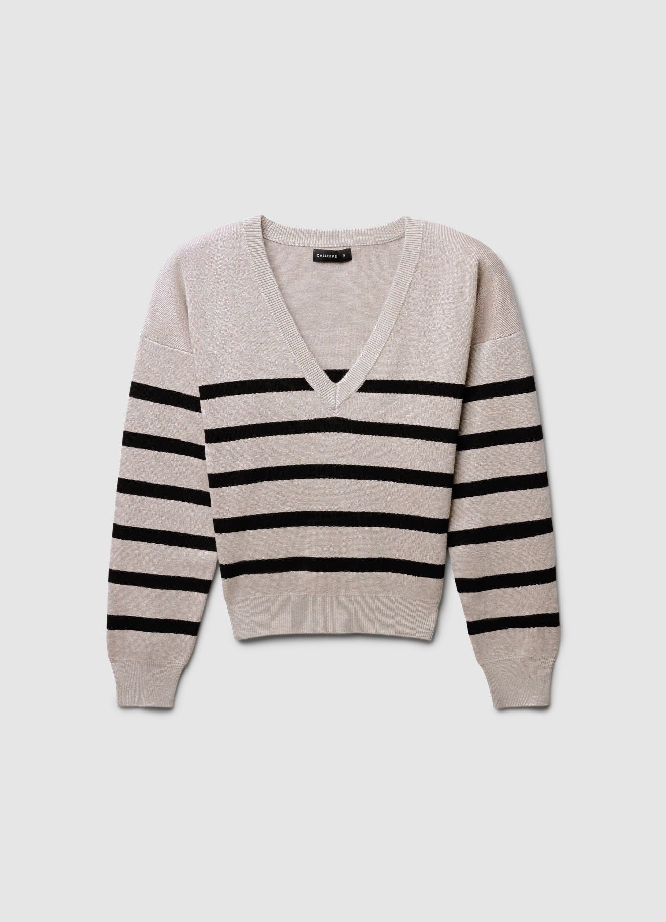 Maglia con scollo a V a righe - Image 5