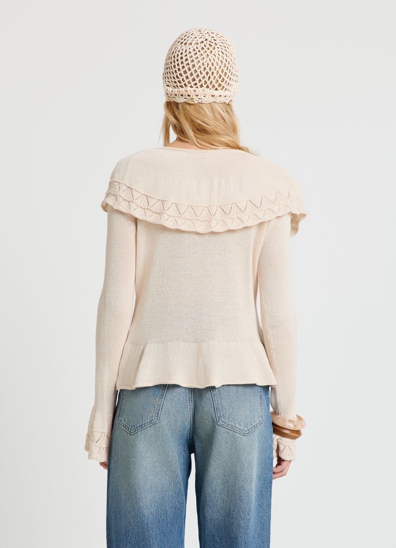 Maglia con volant e scollo a V - Image 3