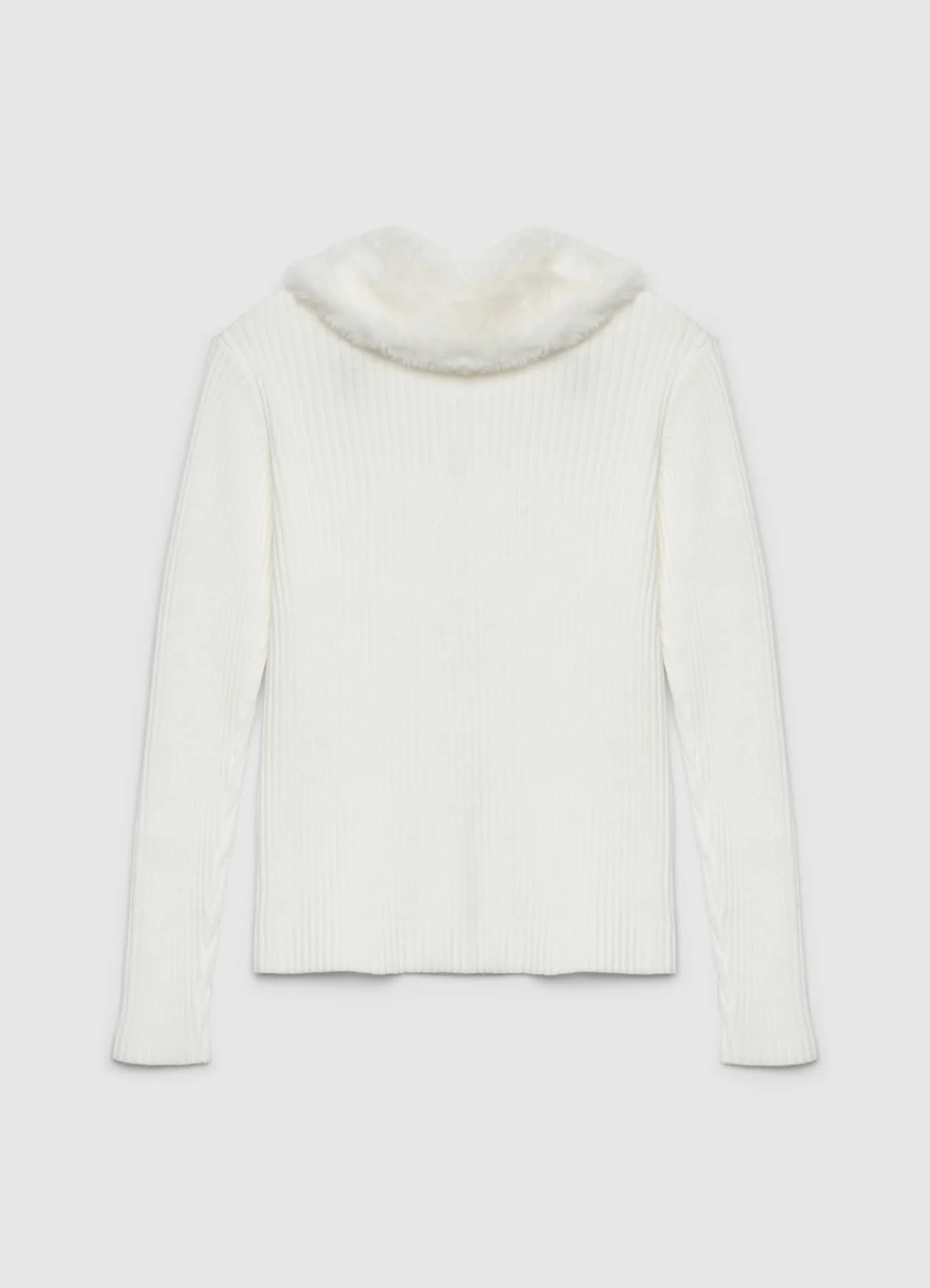 Maglia con zip e collo in similpelliccia - Image 2
