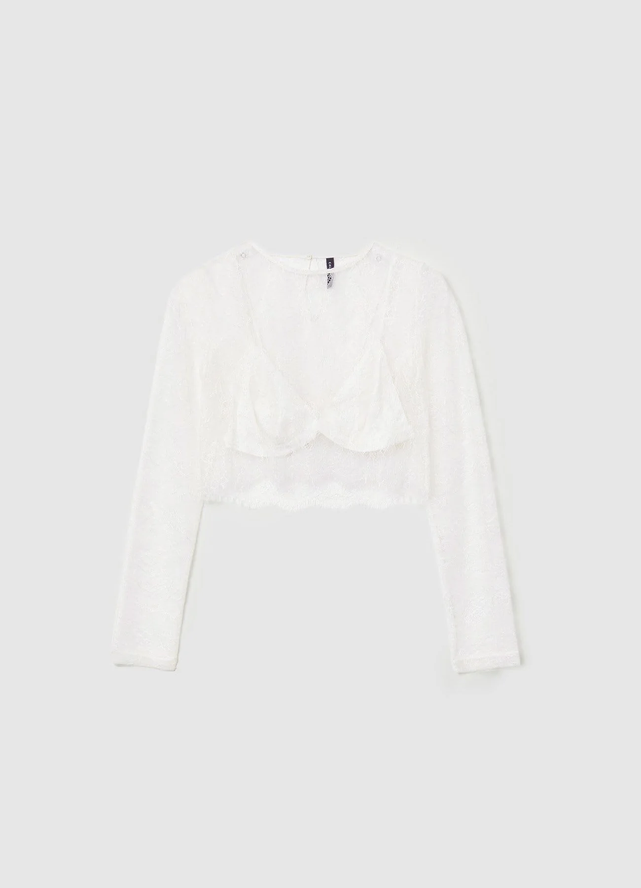 Maglia crop in pizzo con bralette - Image 4