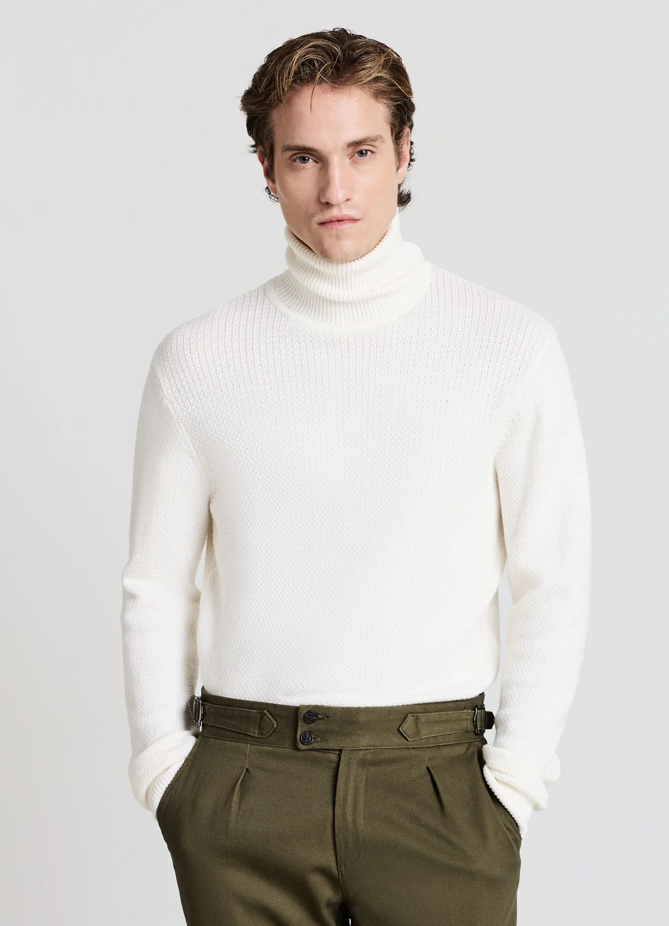 Maglia dolcevita a trama mista - Image 8