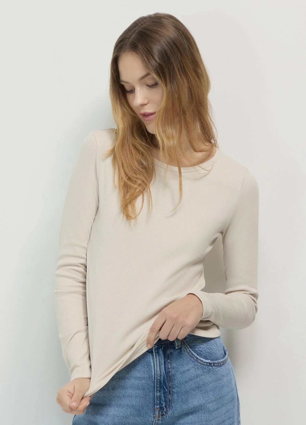 Maglia girocollo a costine - Image 2