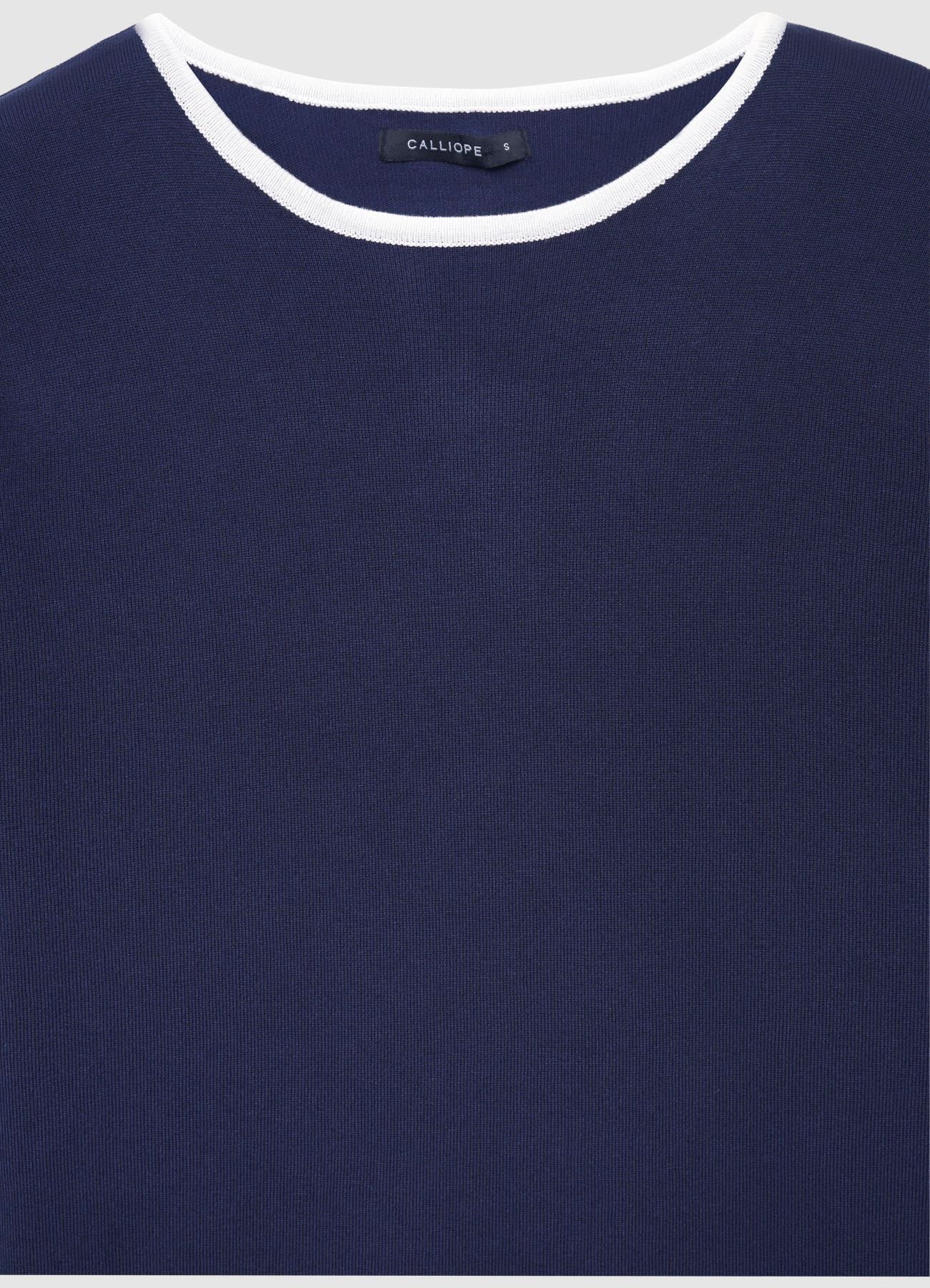 Maglia girocollo con profili a contrasto - Image 5