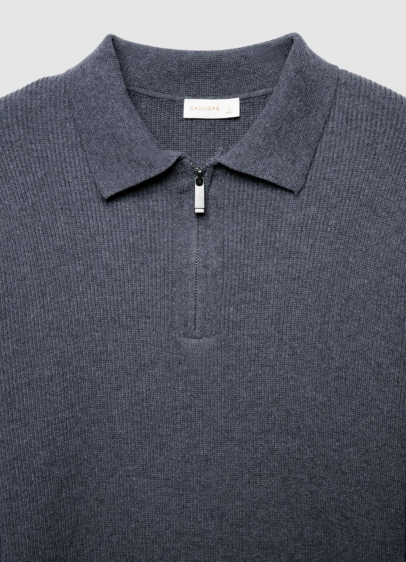 Maglia polo con zip a coste - Image 6