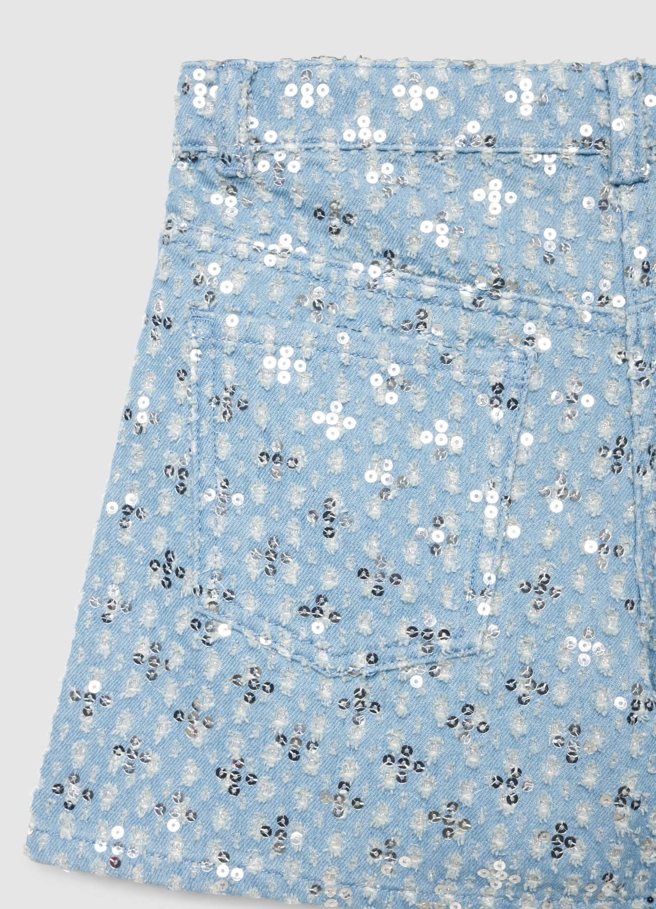 Minigonna in denim con applicazioni di paillettes - Image 3